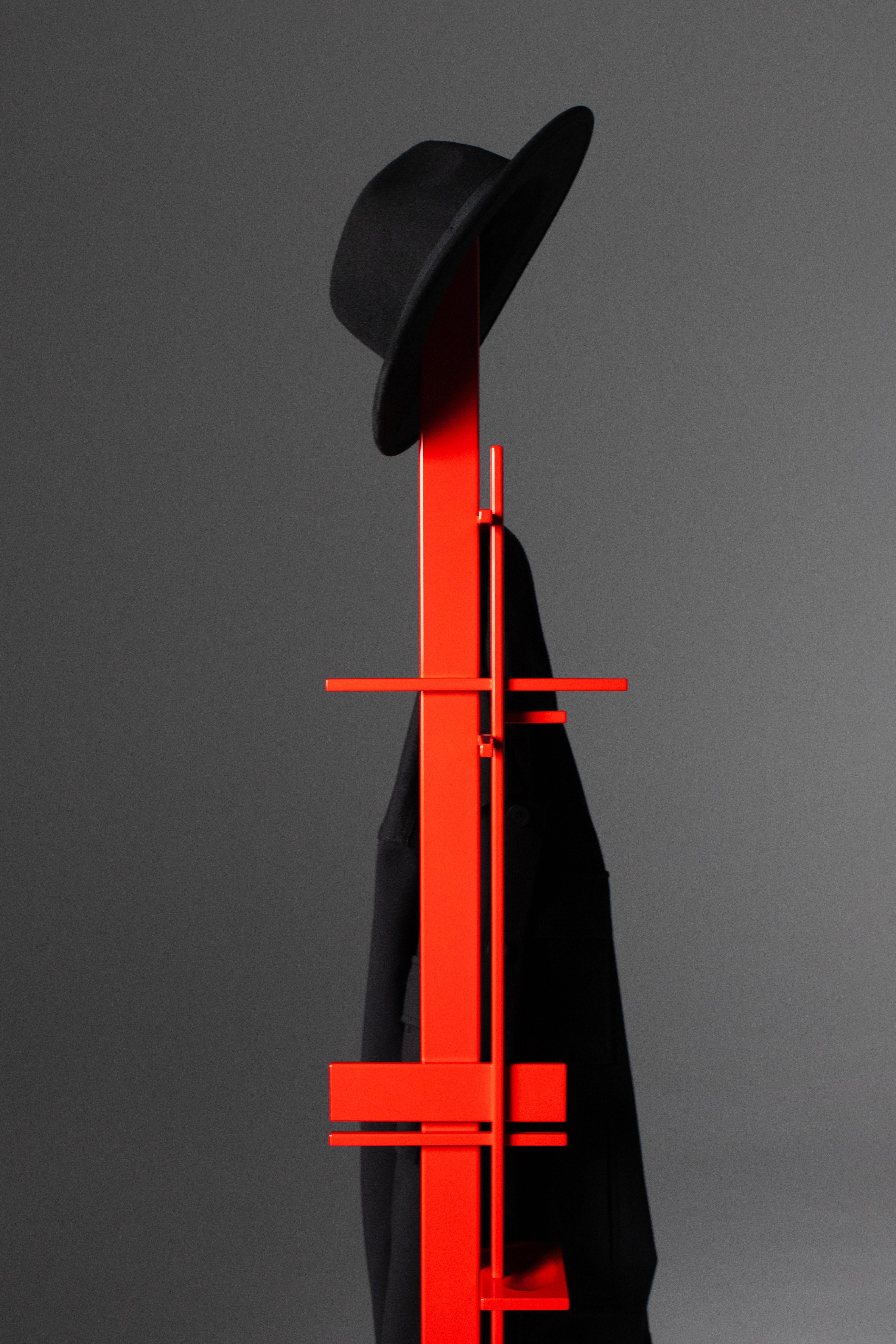 Turkish Dash Hanger, Handmade Metal, Sculptural Look in Red For Sale