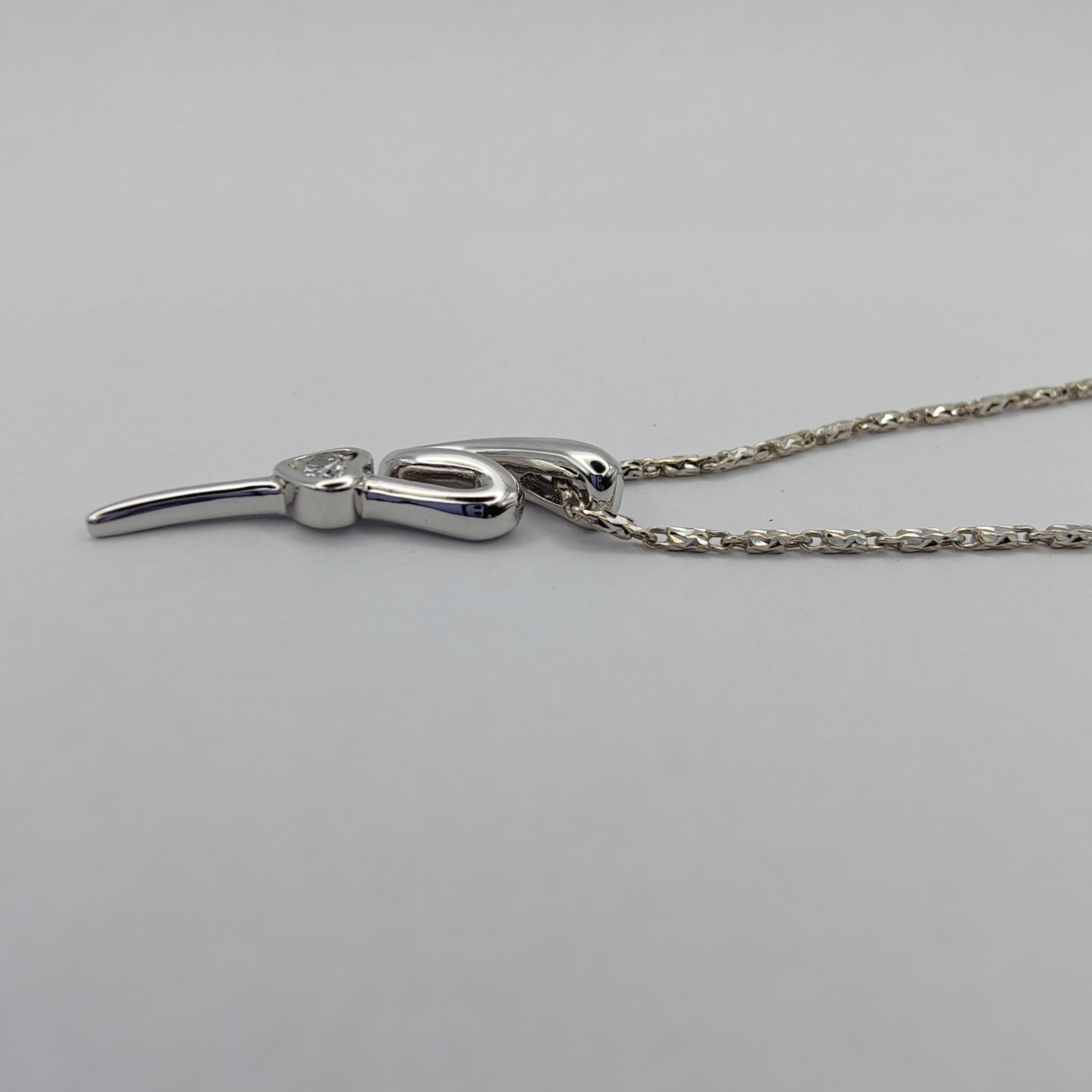 Women's Dash of Love Diamond Pendant Necklace in 18K White Gold For Sale