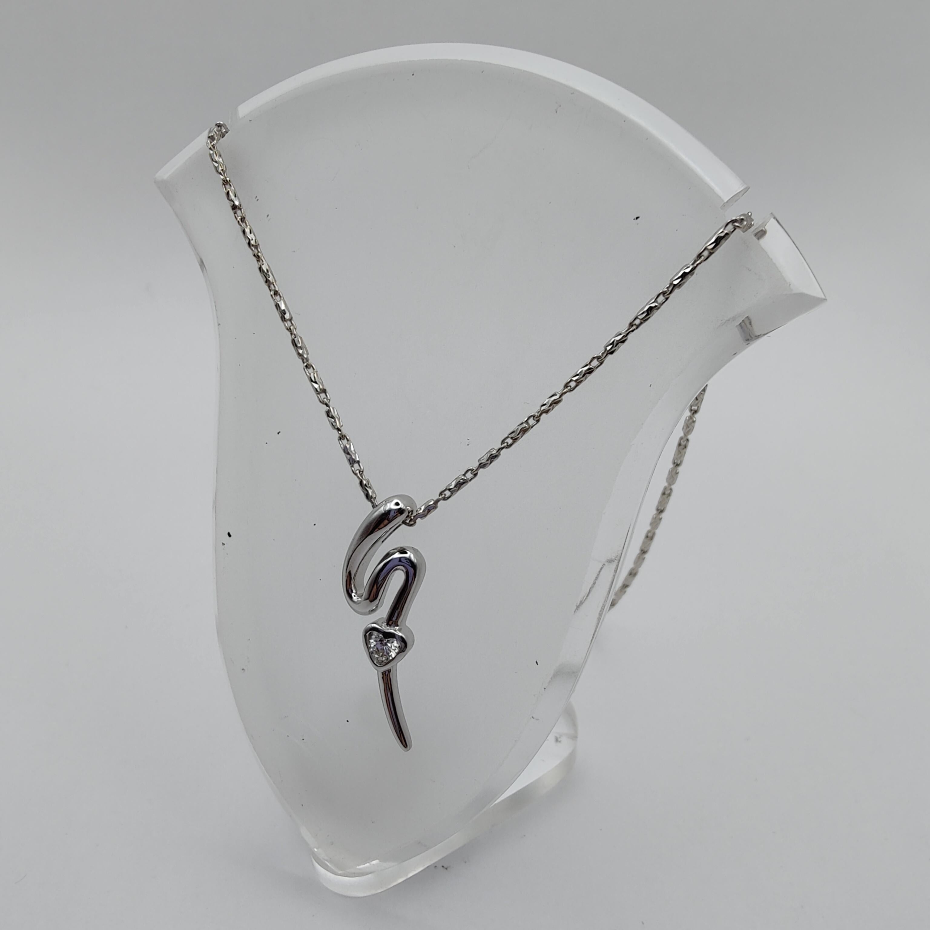 Dash of Love Diamond Pendant Necklace in 18K White Gold For Sale 2