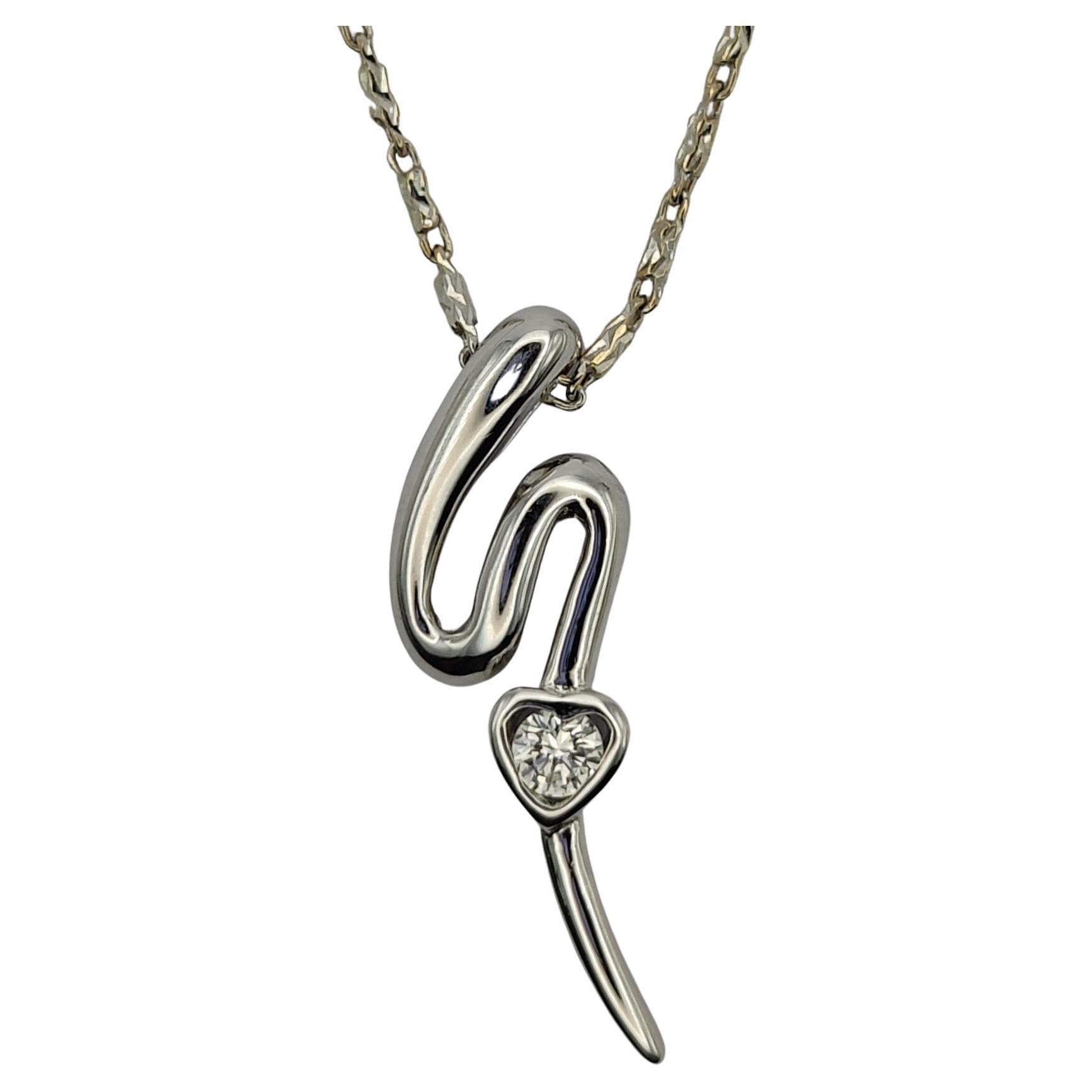 Dash of Love Diamond Pendant Necklace in 18K White Gold For Sale