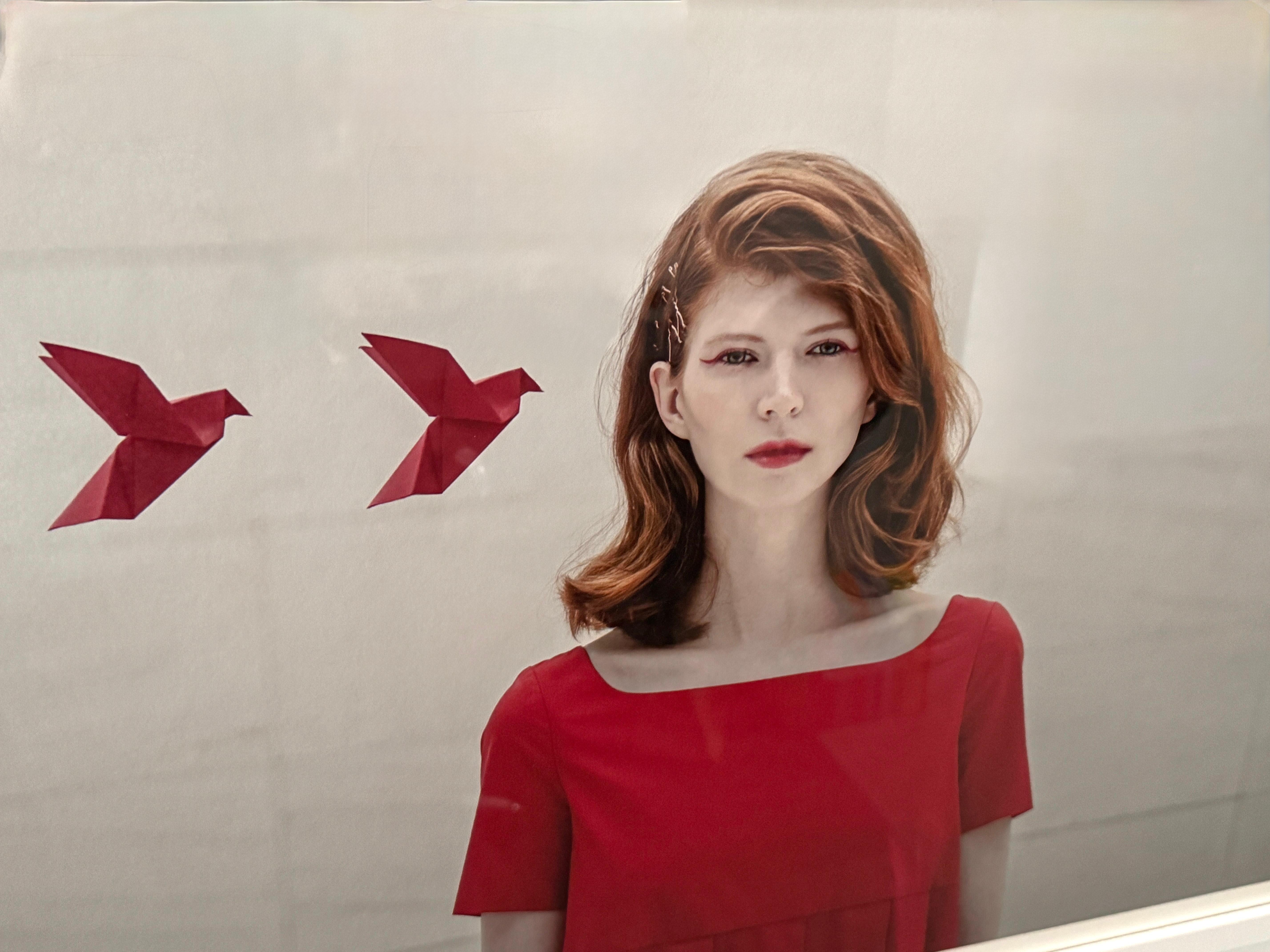 Limited Edition Photograph, Large-scale, Surrealist Portrait Woman in Red, 2019 - Gray Color Photograph by Dasha Pears