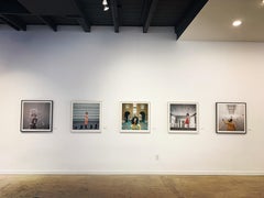 Color Photograph, Surrealist, Figure, Architecture, Origami Birds, Pink, Grey