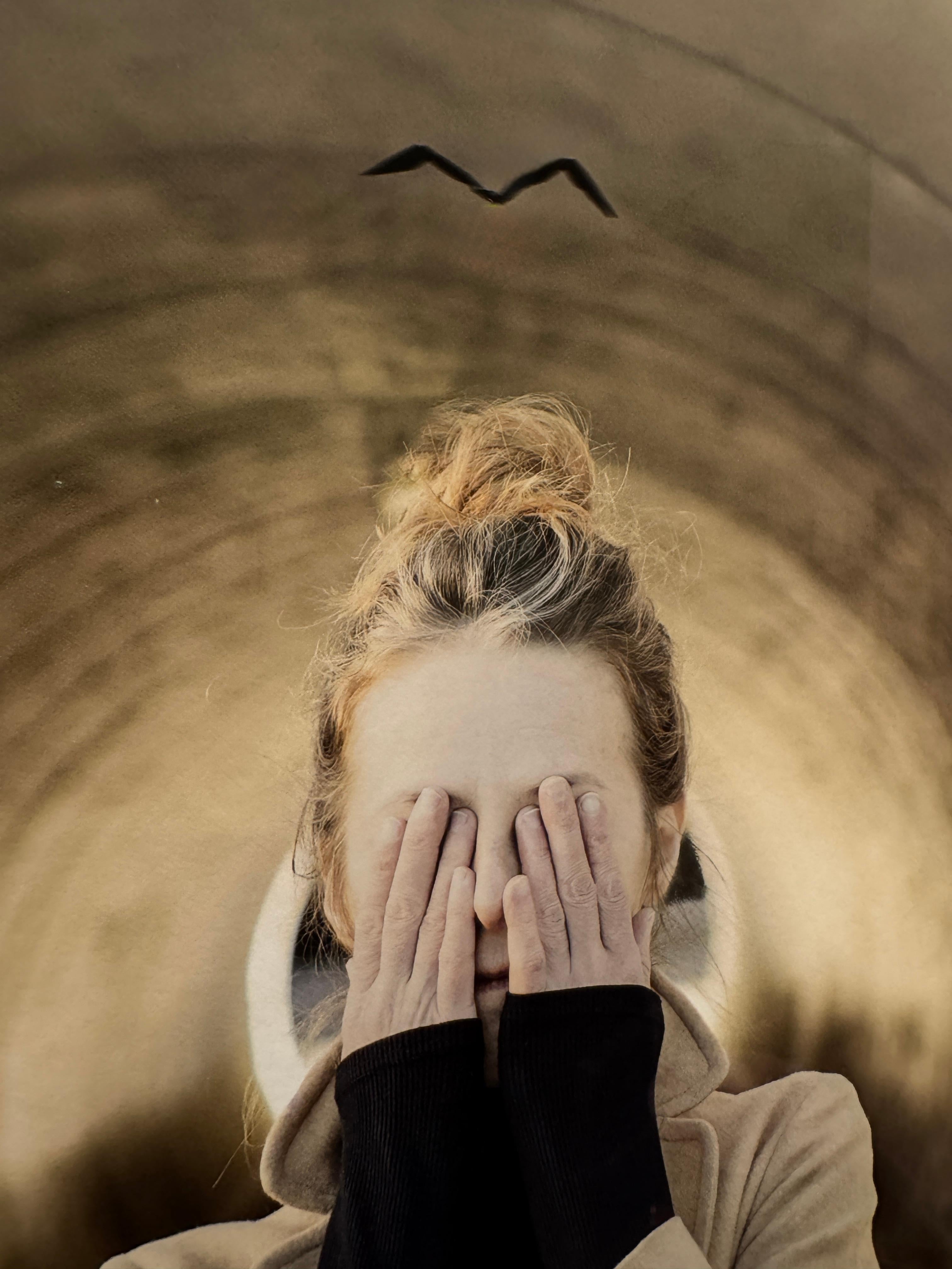 Medium Framed Limited Edition Color Photograph Woman in Tunnel w origami birds For Sale 4