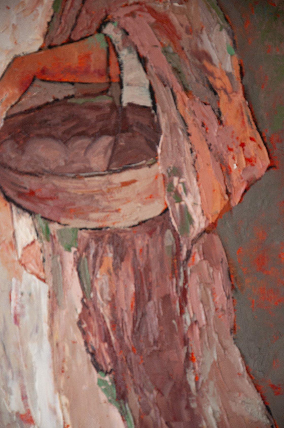 SOLA ENTRE ARBUSTOS DE ROSAS - PINTURA FIGURATIVA DE MUJER SOBRE LIENZO - Painting Impresionista de Dasha Pogodina
