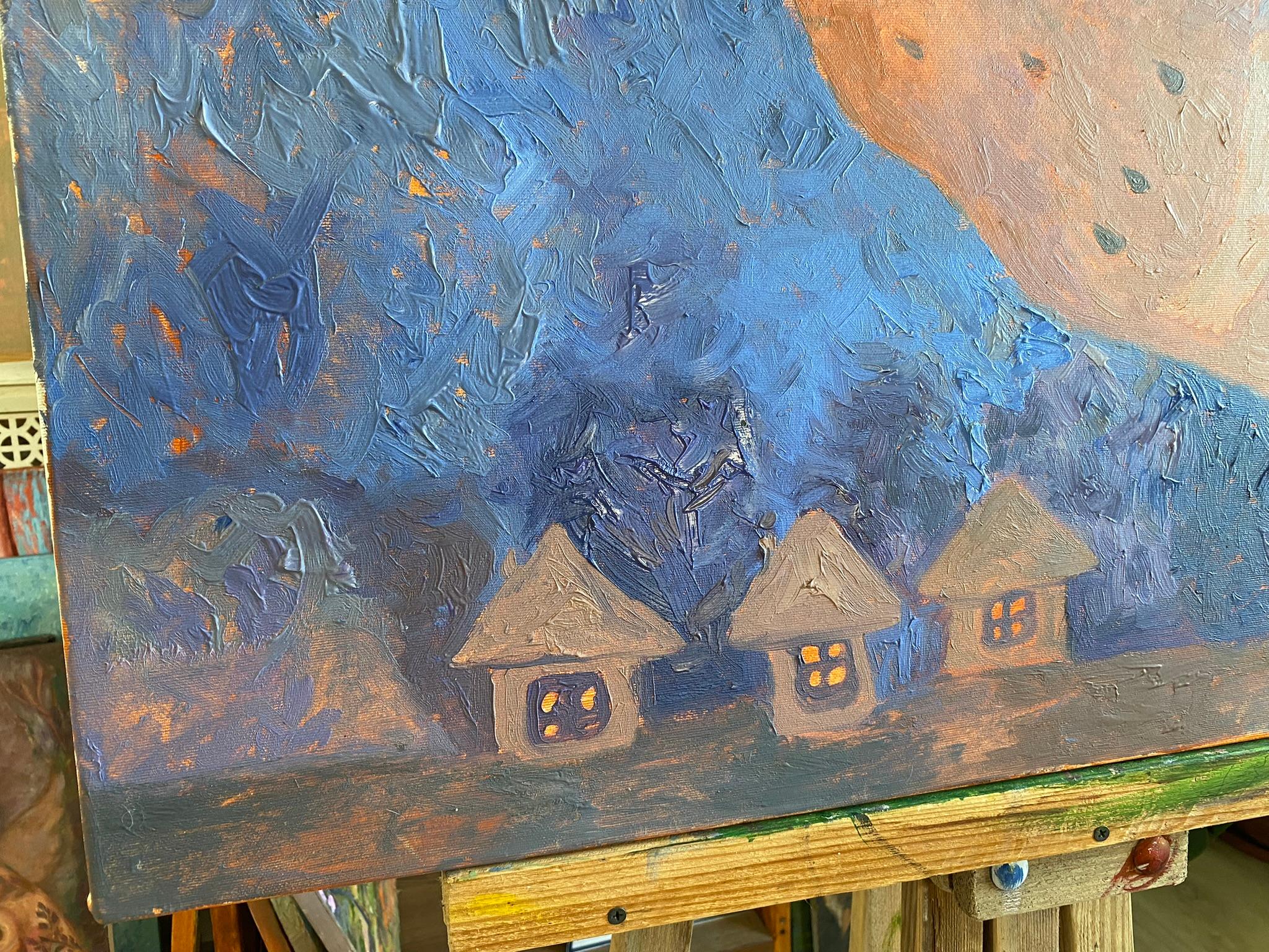 Angel Gemälde – BLUE DREAM STORY, Öl auf Leinwand – 36*34in (90*85cm) im Angebot 8