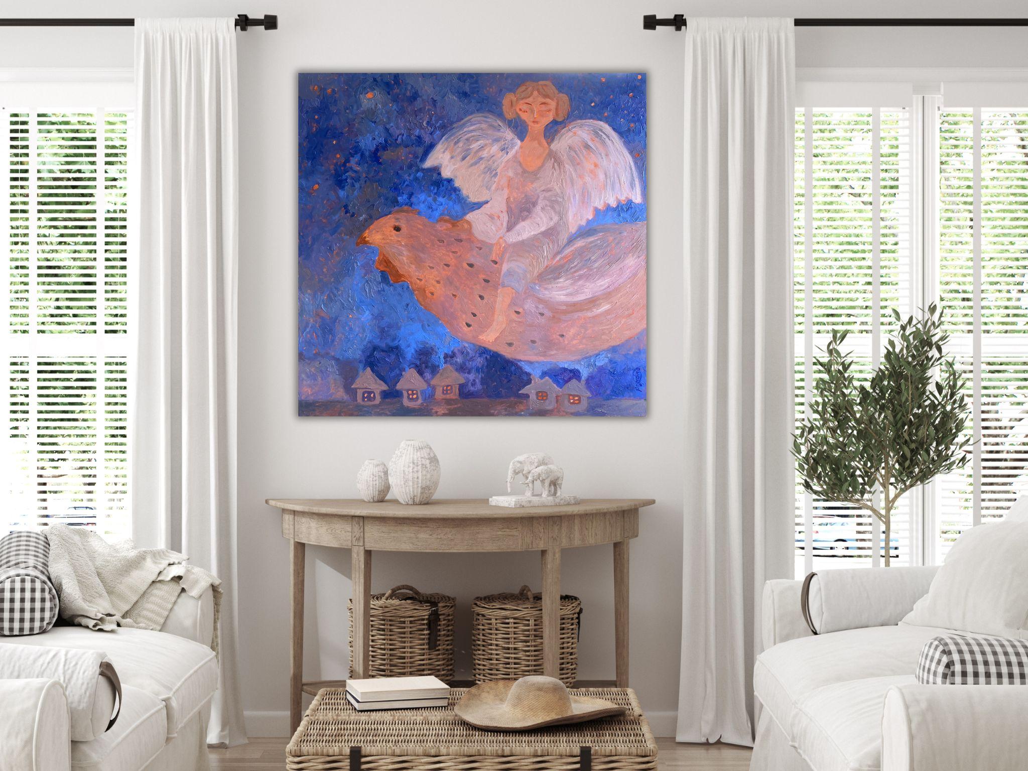 Peinture d'ange - BLUE DREAM STORY, huile sur toile - 36*34in (90*85cm) 10