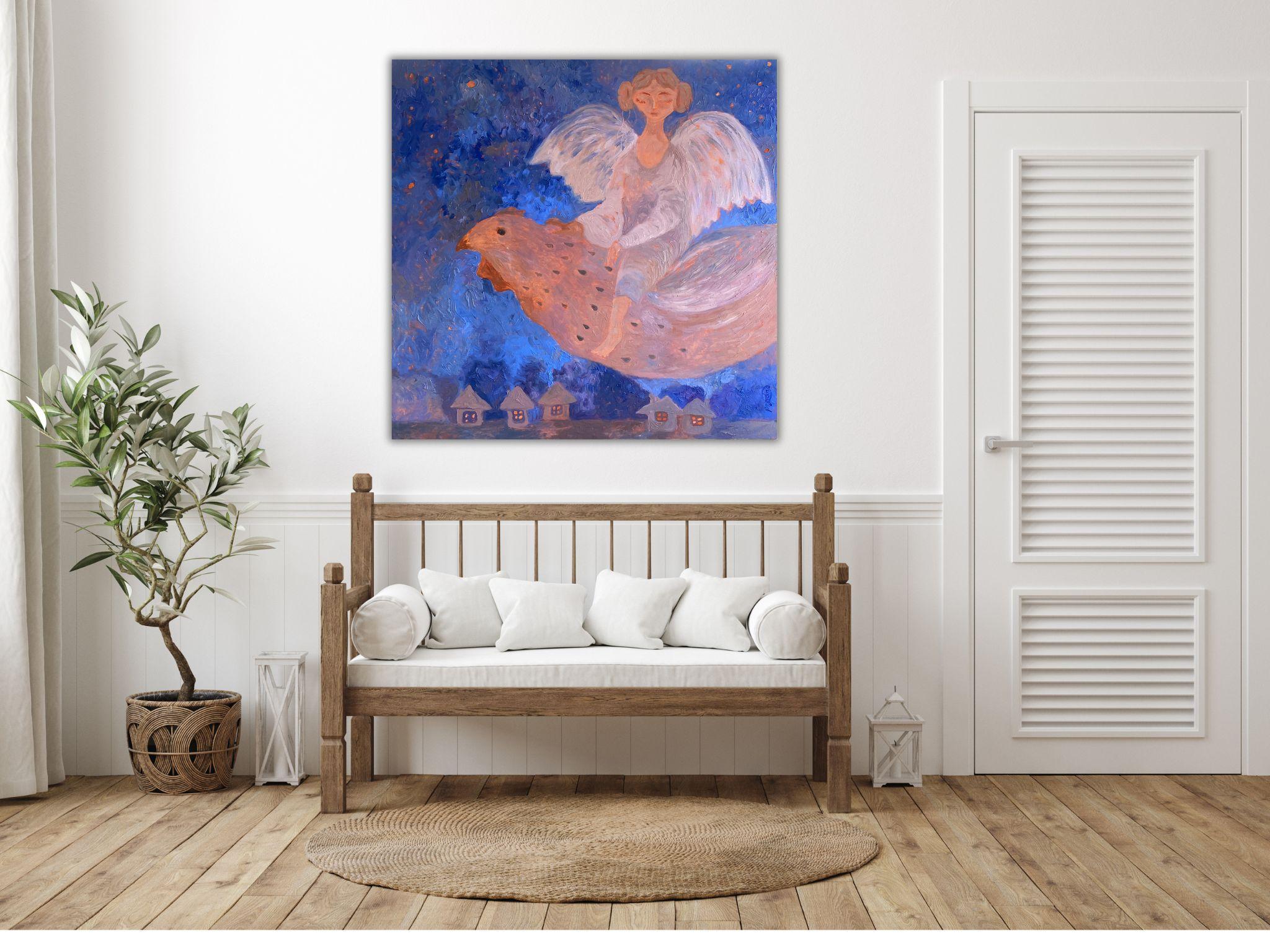 Peinture d'ange - BLUE DREAM STORY, huile sur toile - 36*34in (90*85cm) 14