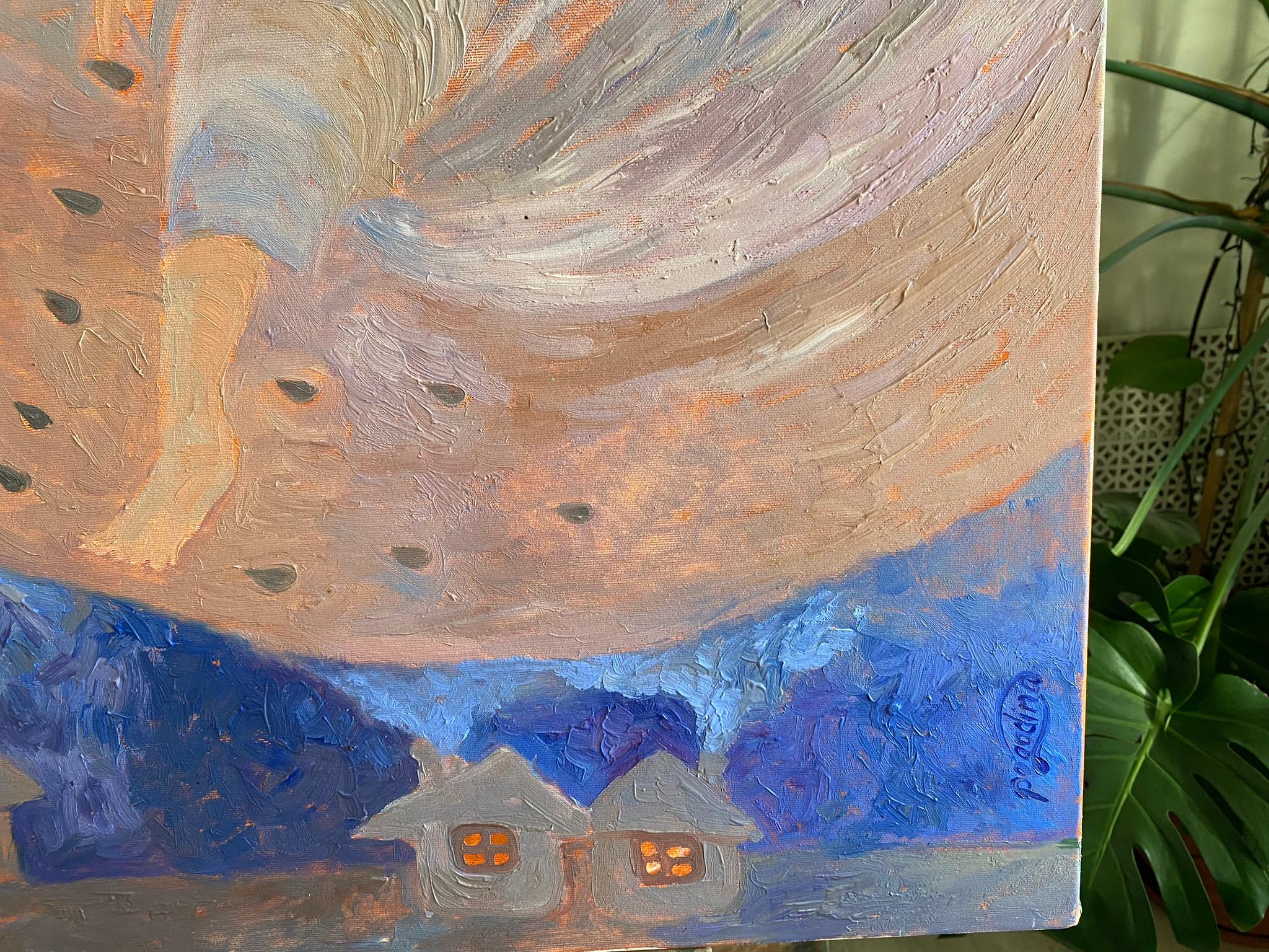 Angel Gemälde – BLUE DREAM STORY, Öl auf Leinwand – 36*34in (90*85cm) im Angebot 5