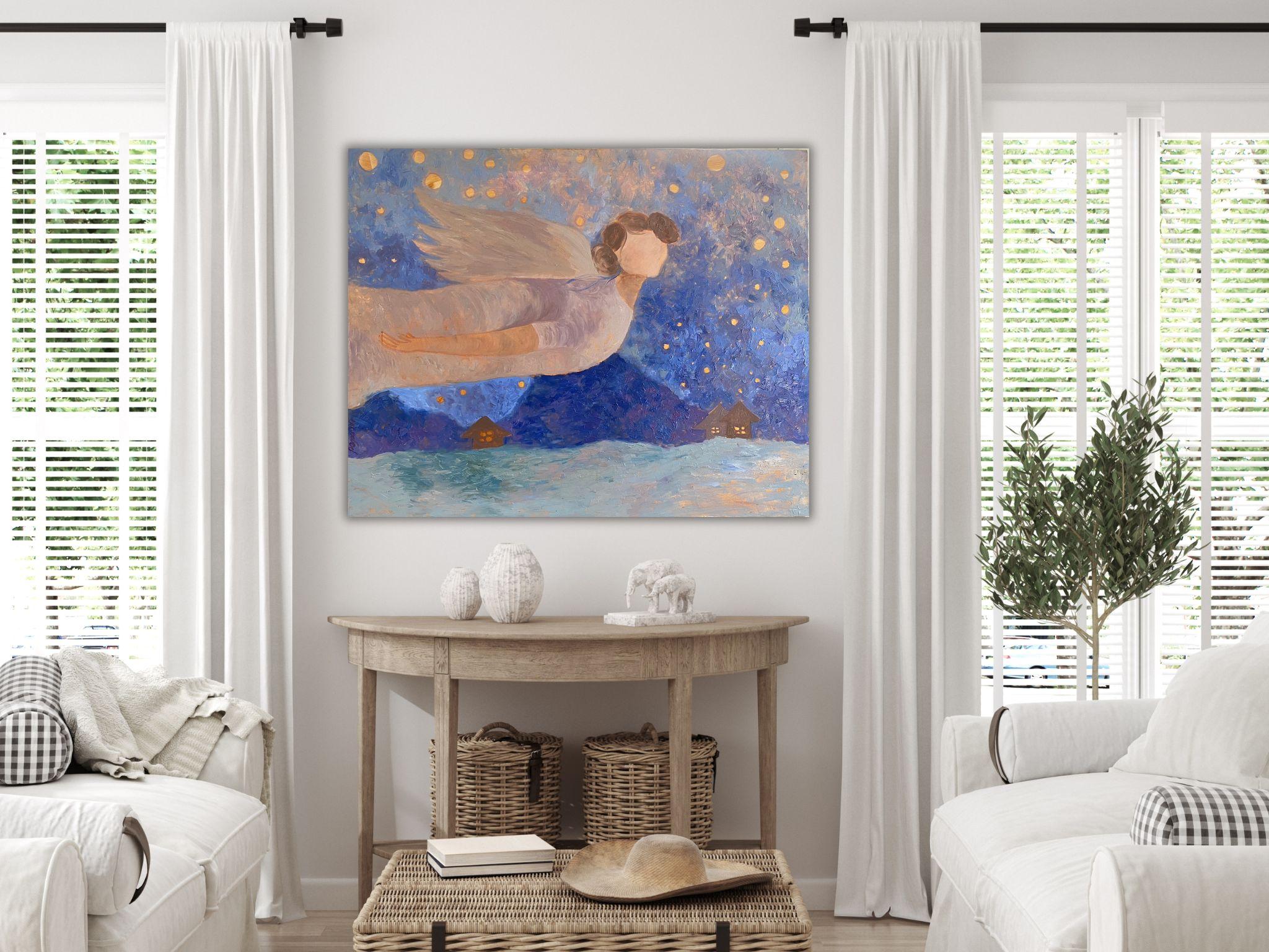 Angel Gemälde – BLUE DREAM STORY, Öl auf Leinwand – 40*32in (100*80cm) im Angebot 11