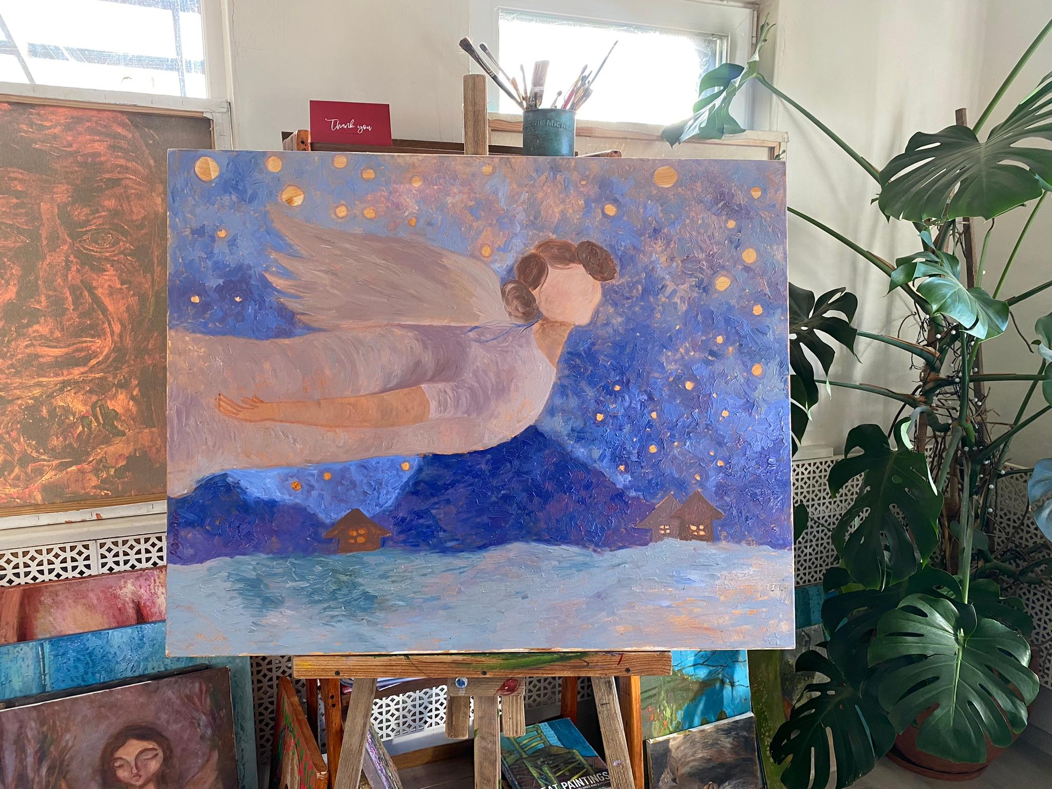 Angel Gemälde – BLUE DREAM STORY, Öl auf Leinwand – 40*32in (100*80cm) im Angebot 12