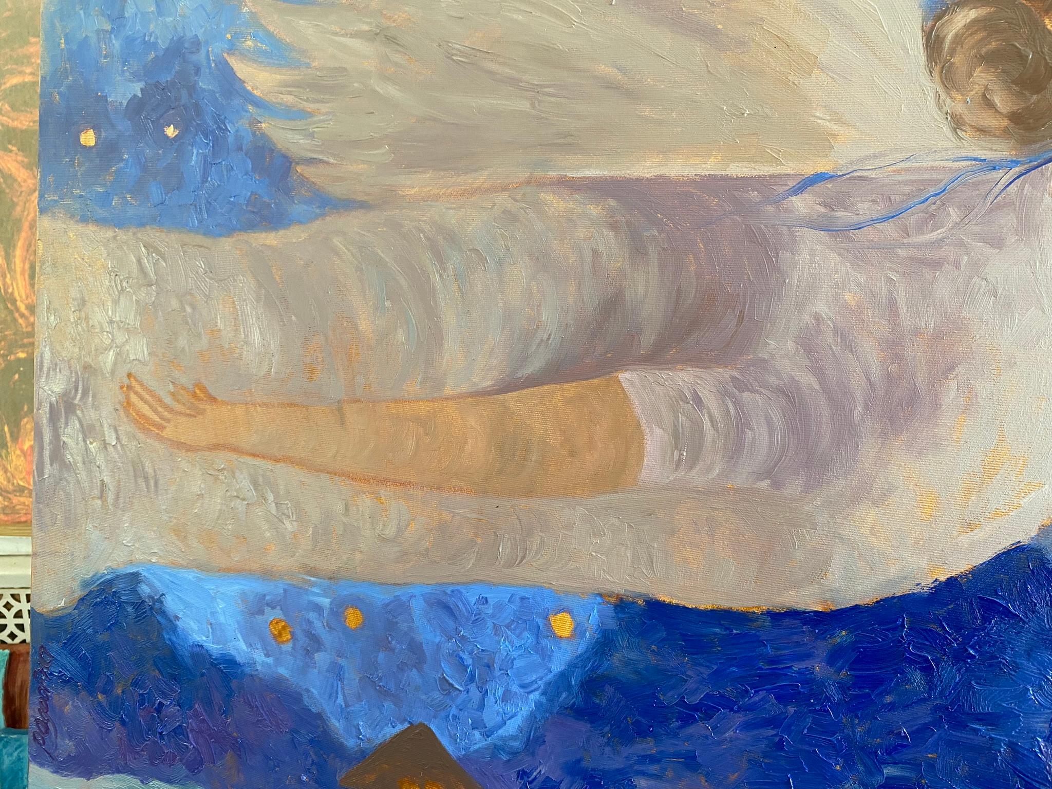 Angel Gemälde – BLUE DREAM STORY, Öl auf Leinwand – 40*32in (100*80cm) im Angebot 3