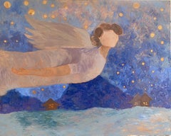 Peinture d'ange - BLUE DREAM STORY, huile sur toile - 40*32in (100*80cm)
