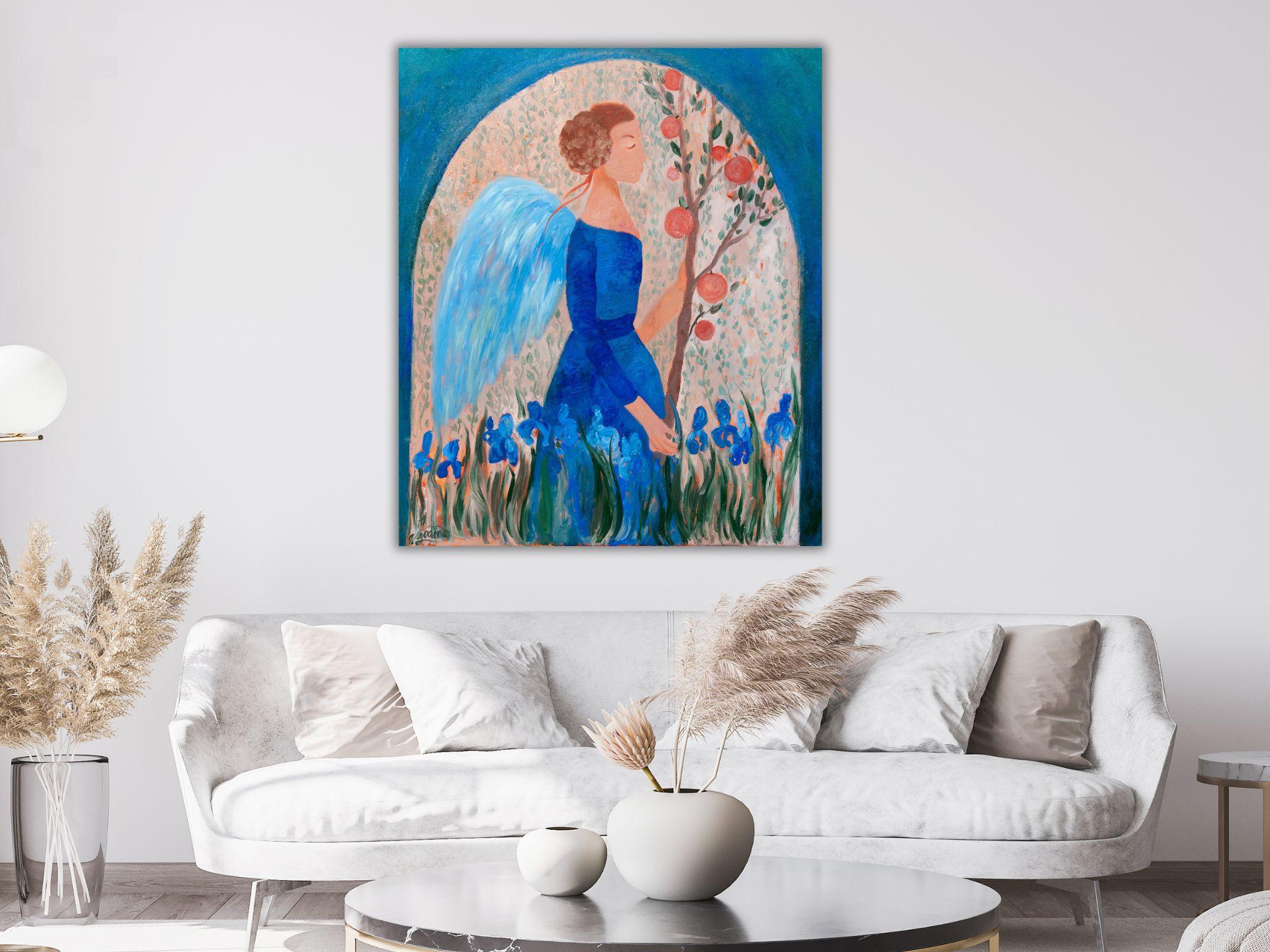 Angel Painting - SECRET GARDEN, oil on canvas - 40*34in (100*85cm) For Sale 8