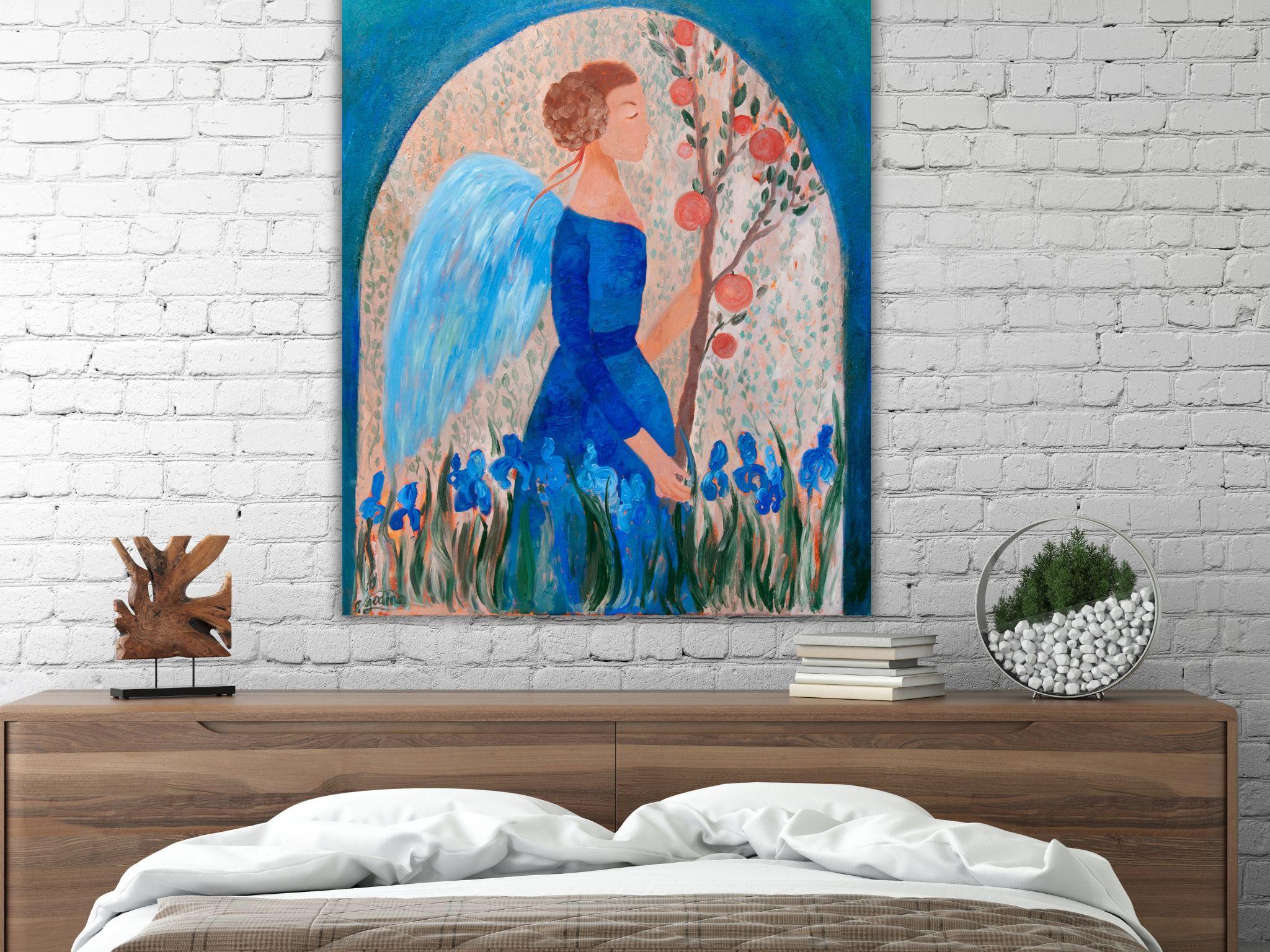 Angel Painting - SECRET GARDEN, oil on canvas - 40*34in (100*85cm) For Sale 9