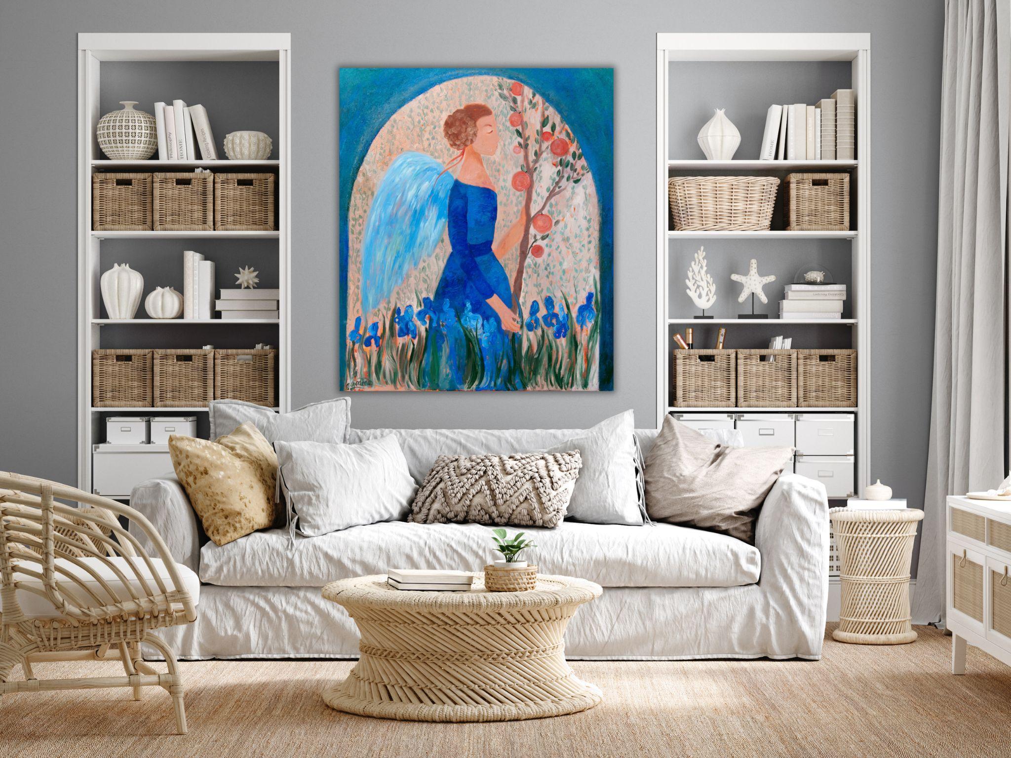 Angel Painting - SECRET GARDEN, oil on canvas - 40*34in (100*85cm) For Sale 10