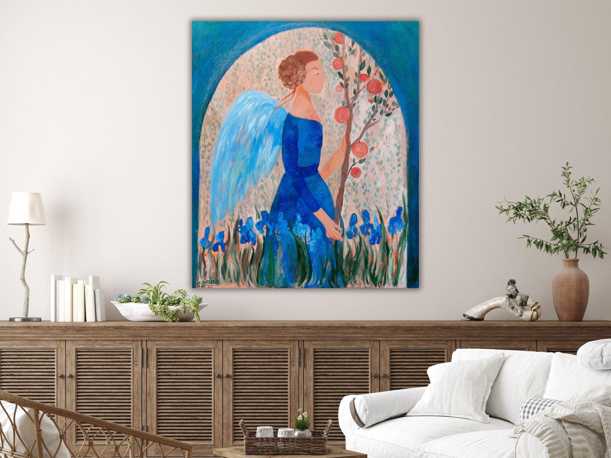 Angel Painting - SECRET GARDEN, oil on canvas - 40*34in (100*85cm) For Sale 14