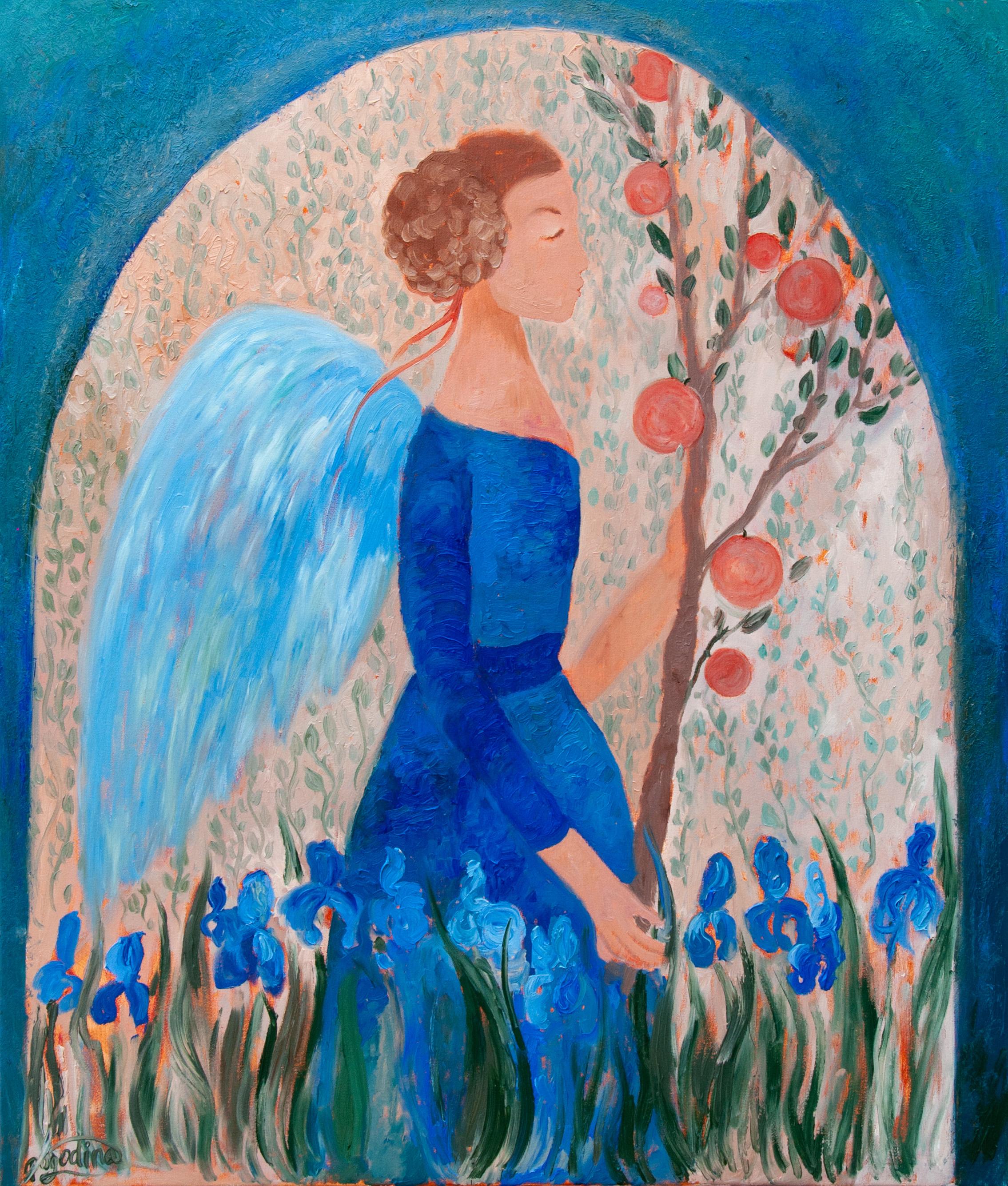Landscape Painting de Dasha Pogodina - Cuadro Ángel - JARDÍN SECRETO, óleo sobre lienzo - 40*34in (100*85cm)