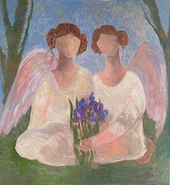 Angel-Gemälde – SECRET GARDEN STORY, Öl auf Leinwand – 32*34in (80*85cm)