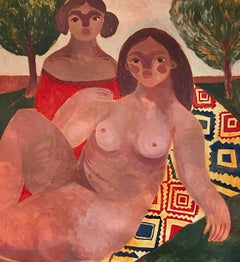 Tapiz Familiar: Picnic de la abuela y la hermana