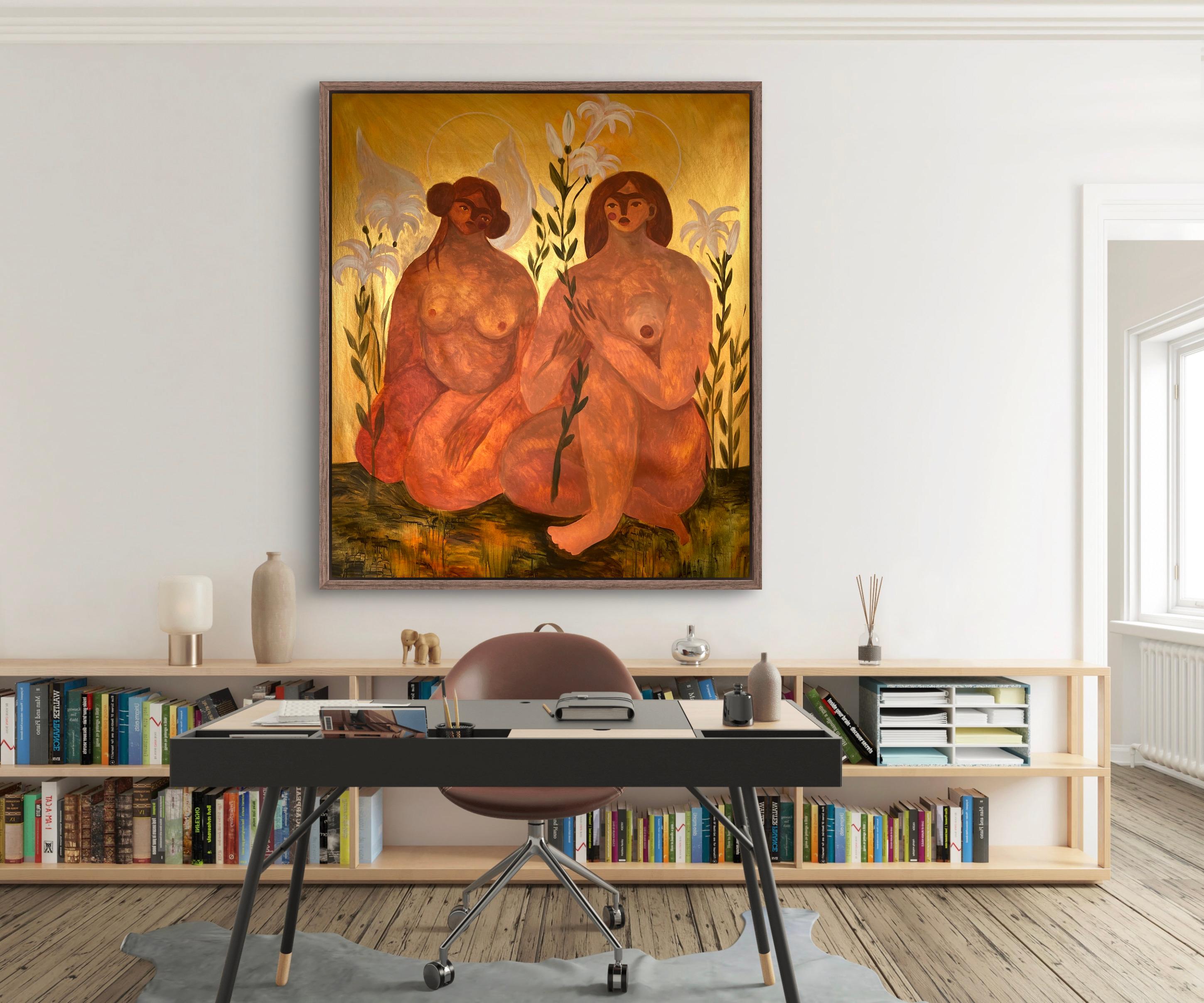 Salve, tu che sei molto favorita, il Signore è con te; tu sei benedetta amo - Painting di Dasha Pogodina