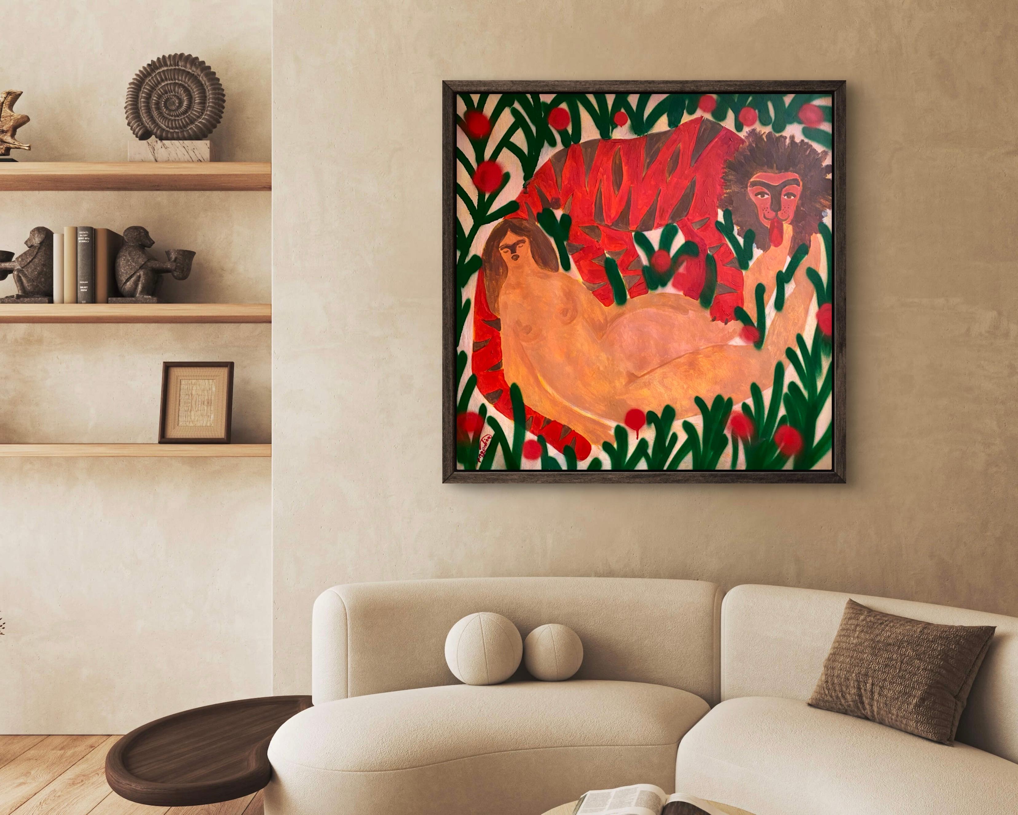 Ich habe dich erwischt, mein Schatz! (Orange), Interior Painting, von Dasha Pogodina