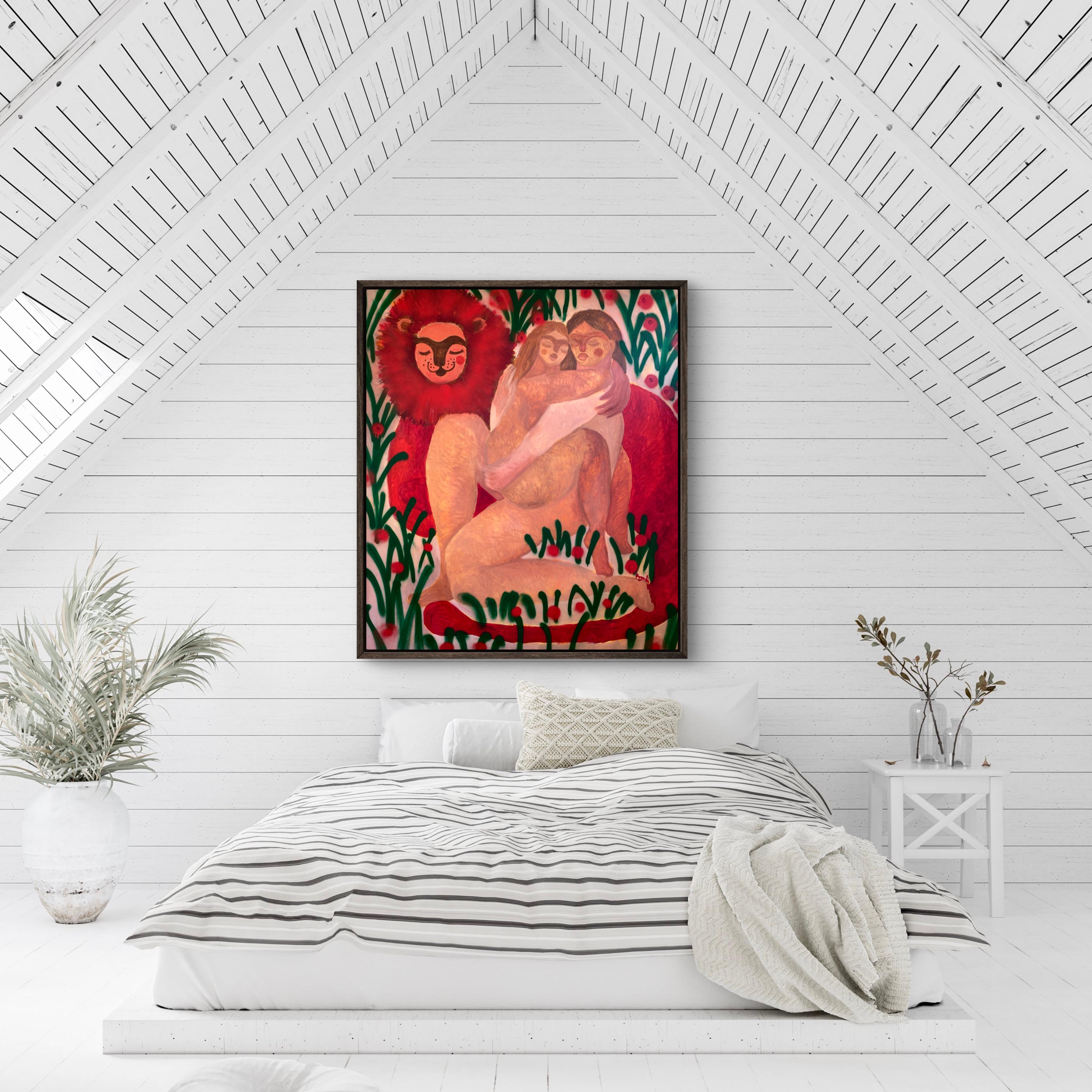 I gave you eternal life - Pink Figurative Painting by Dasha Pogodina