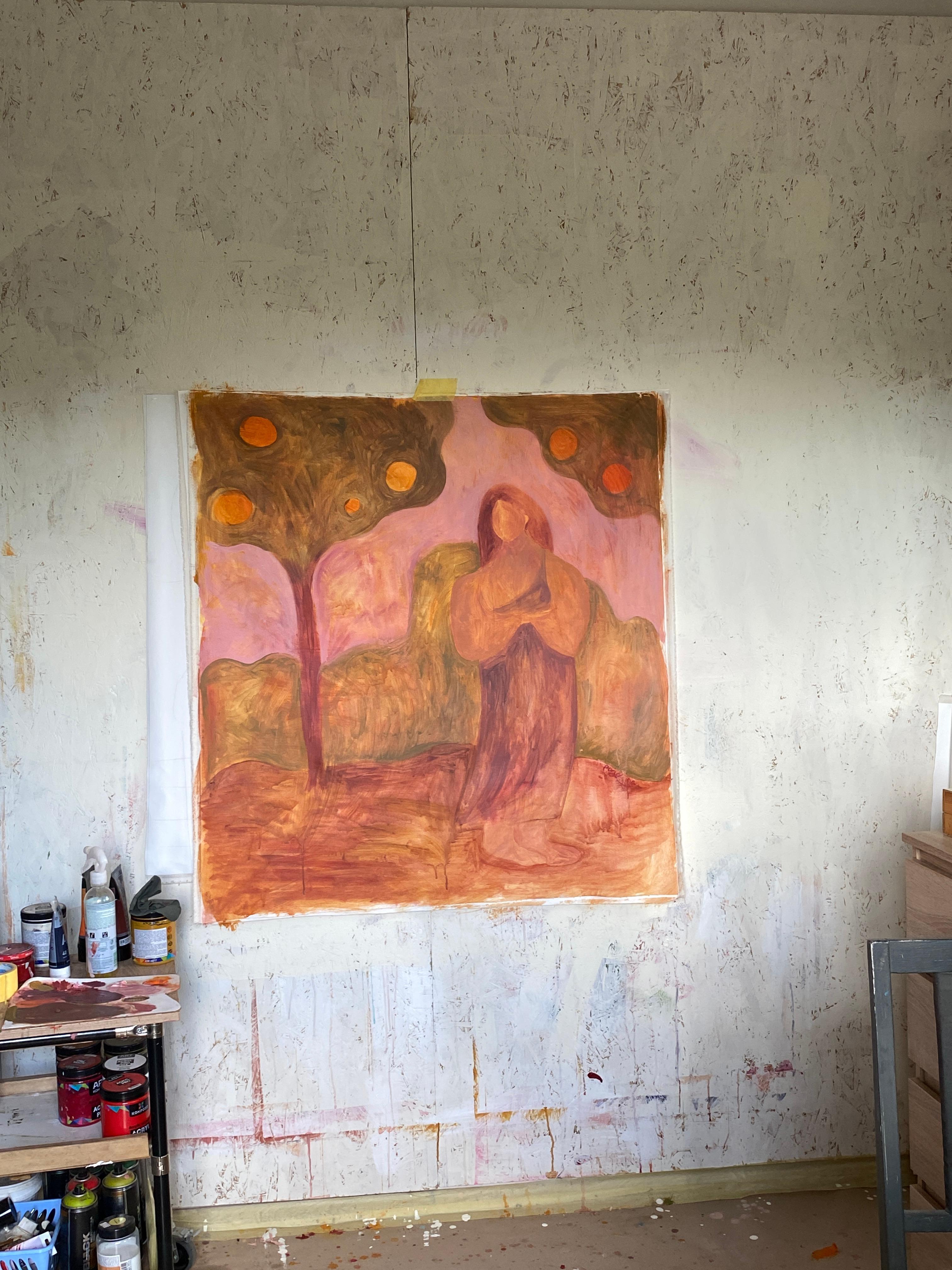 Ich war verloren, aber ich bin gefunden (Orange), Figurative Painting, von Dasha Pogodina