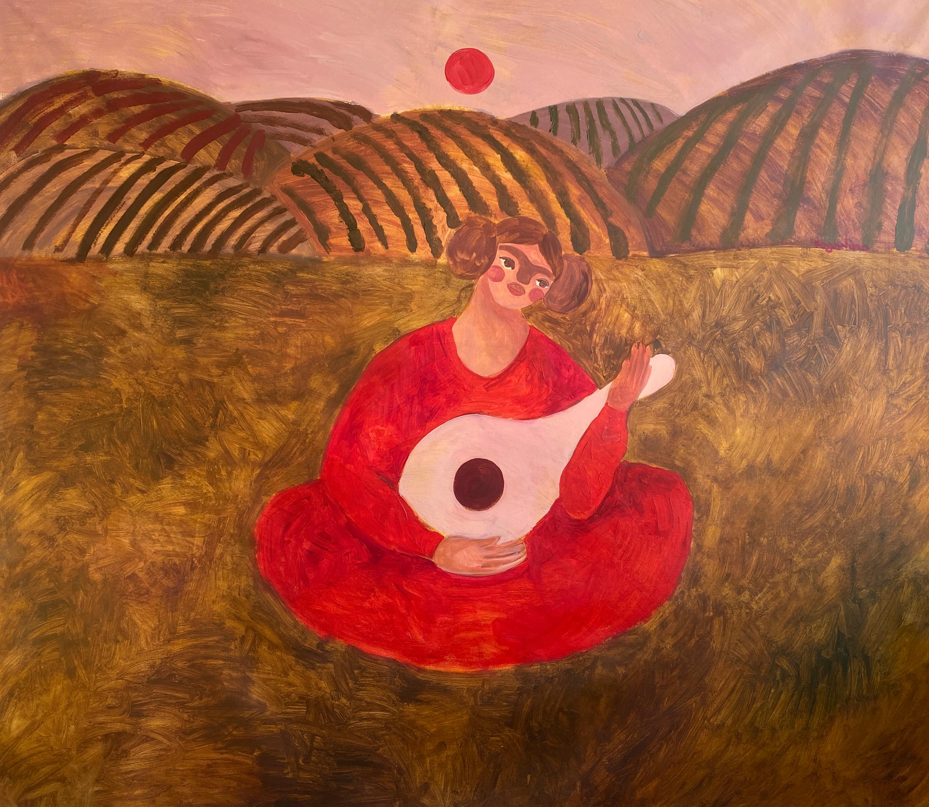 Figurative Painting Dasha Pogodina - Je jouerai jusqu'au lever du soleil