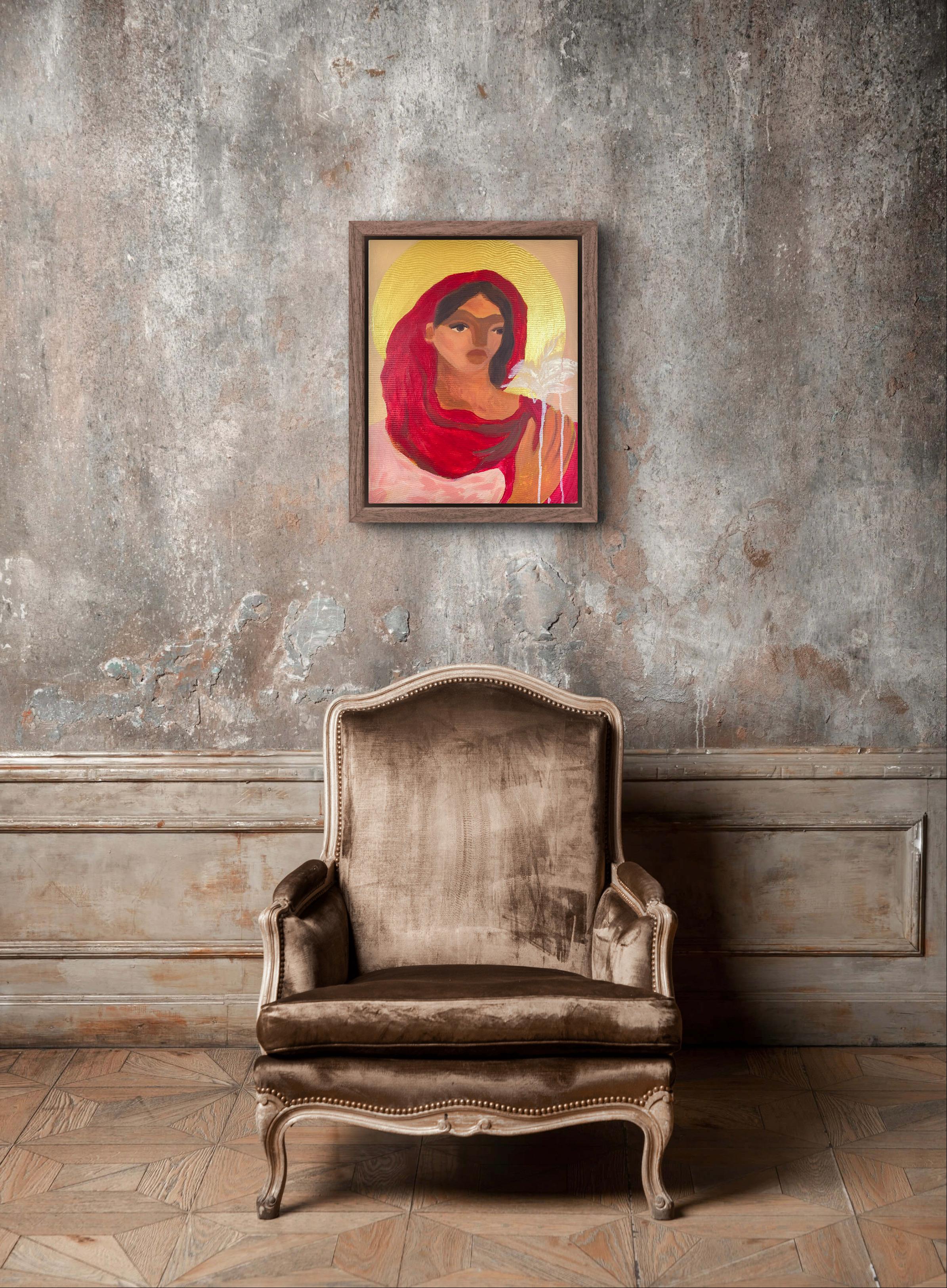 Unbefleckte Empfängnis#3 (Orange), Figurative Painting, von Dasha Pogodina