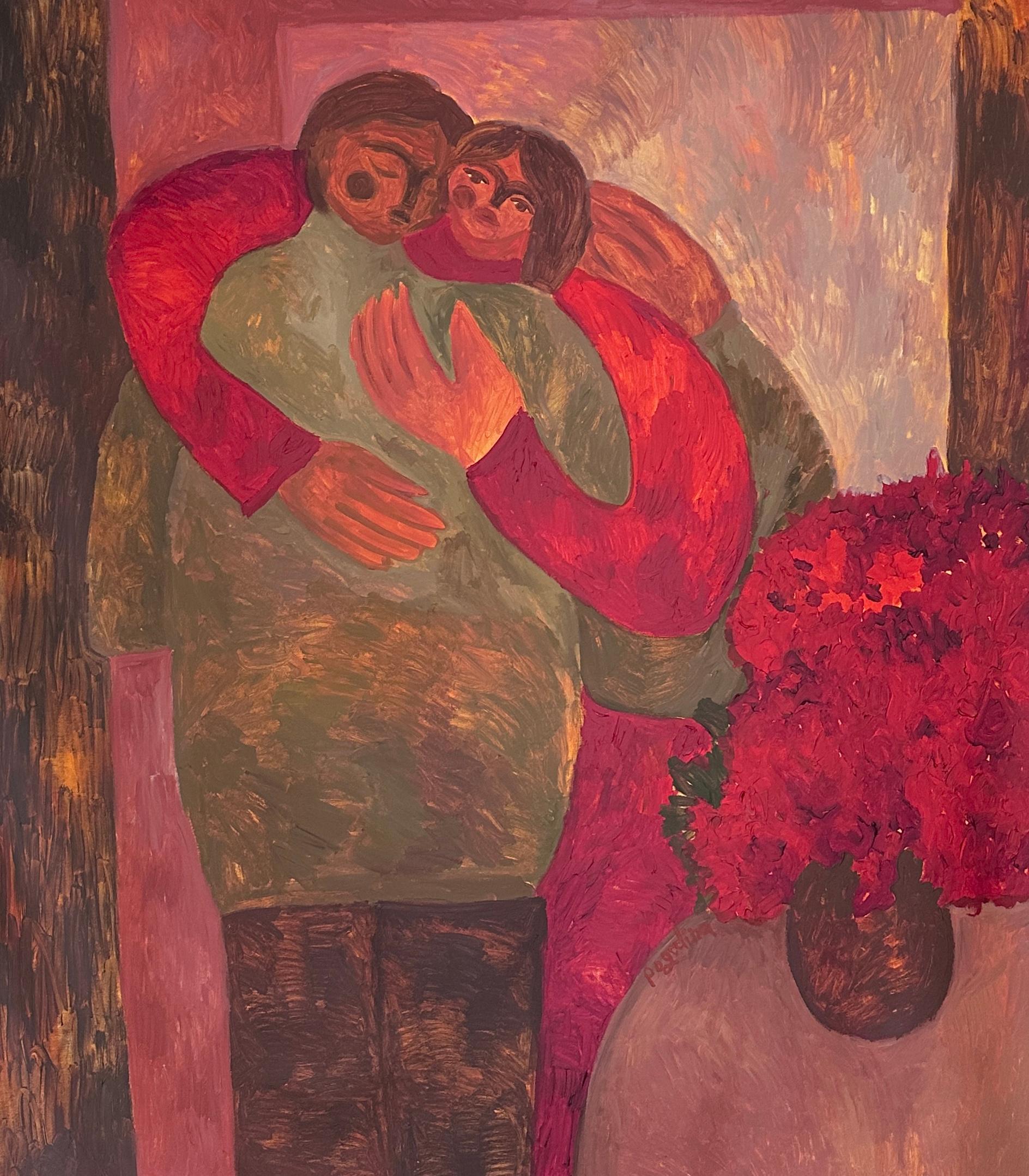 Dasha Pogodina Interior Painting - Intimacy. Red dress