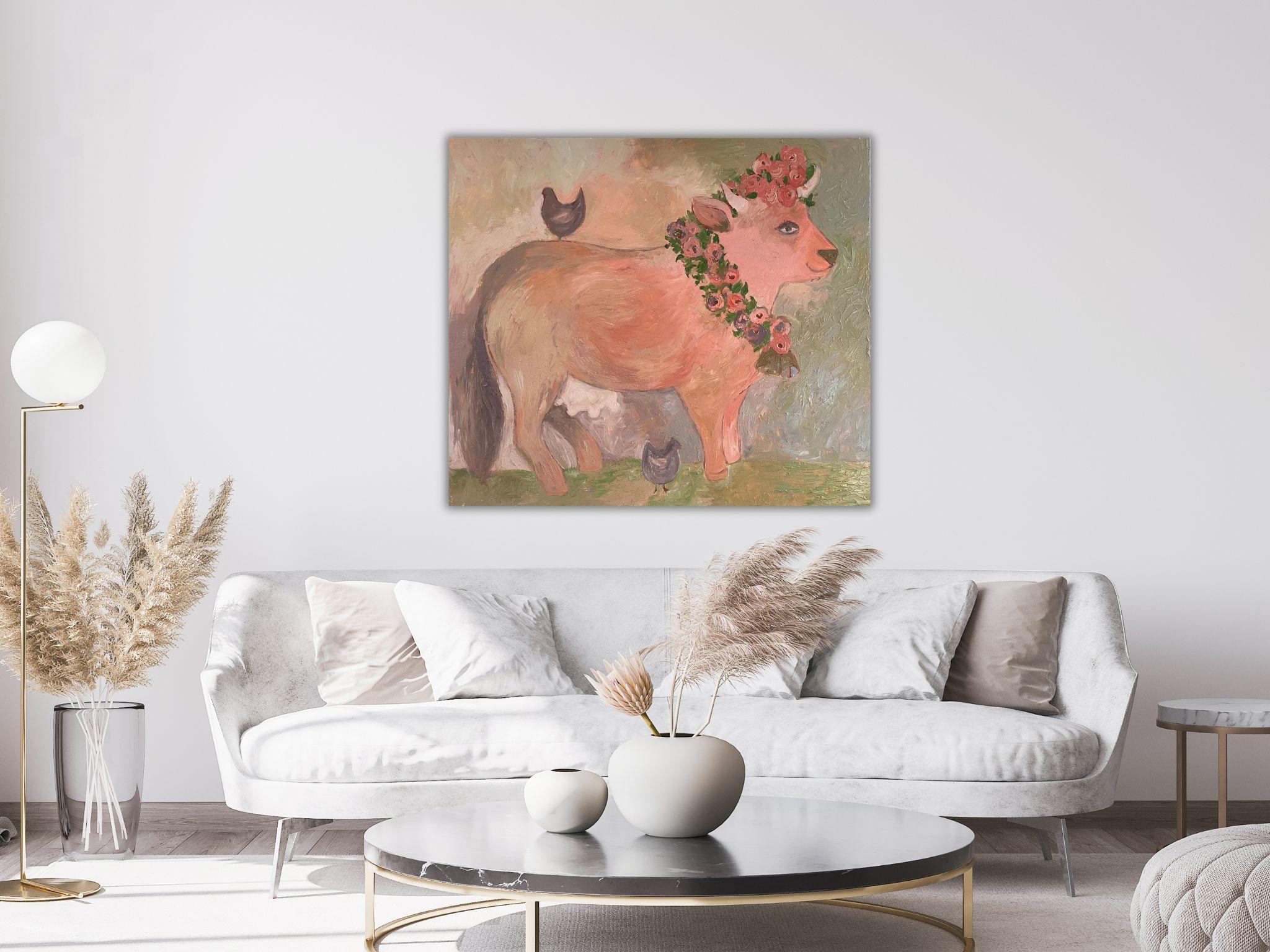 Ironic Cow - Impressionist Painting by Dasha Pogodina