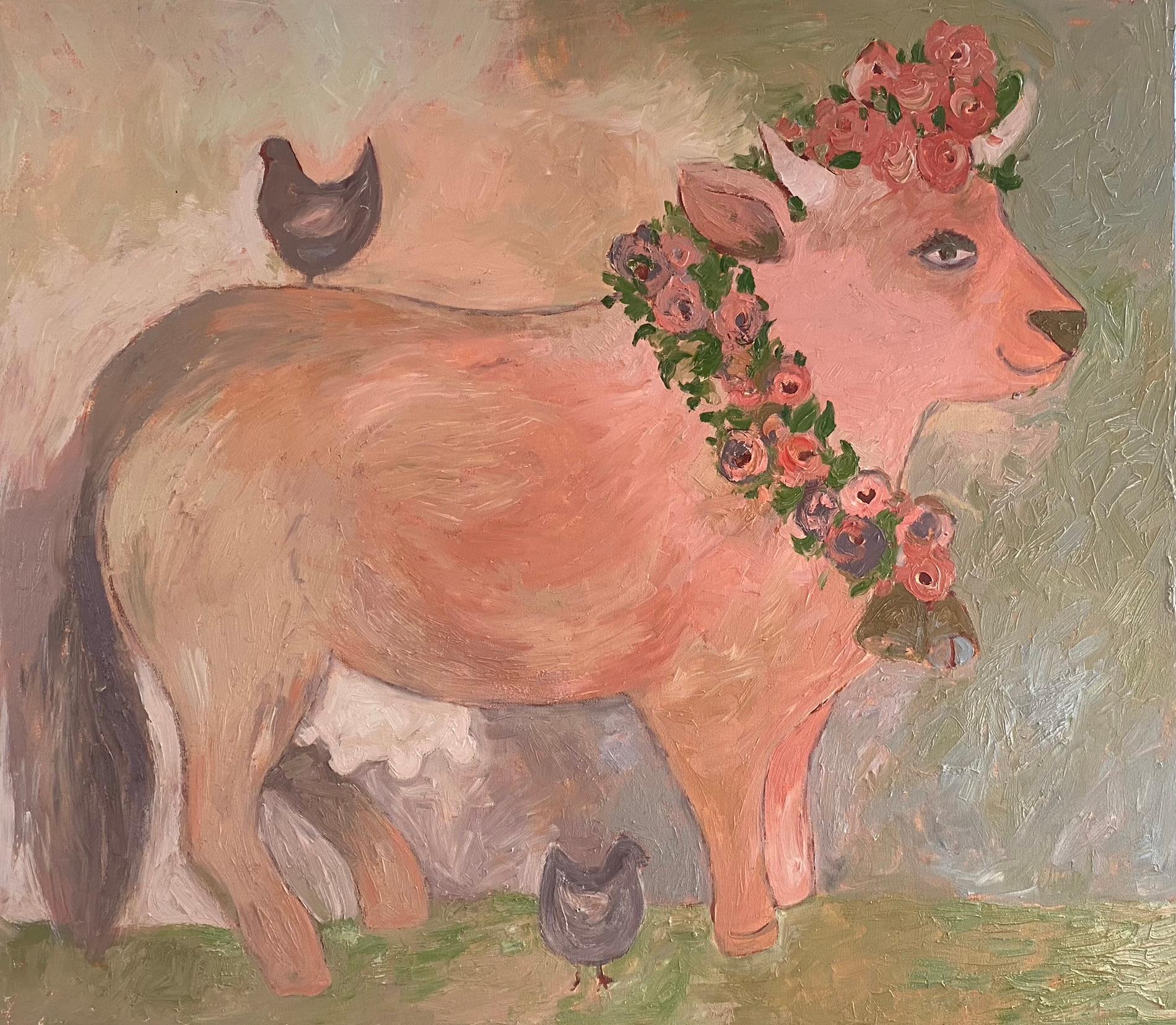 Dasha Pogodina Animal Painting – Ironische Kuh