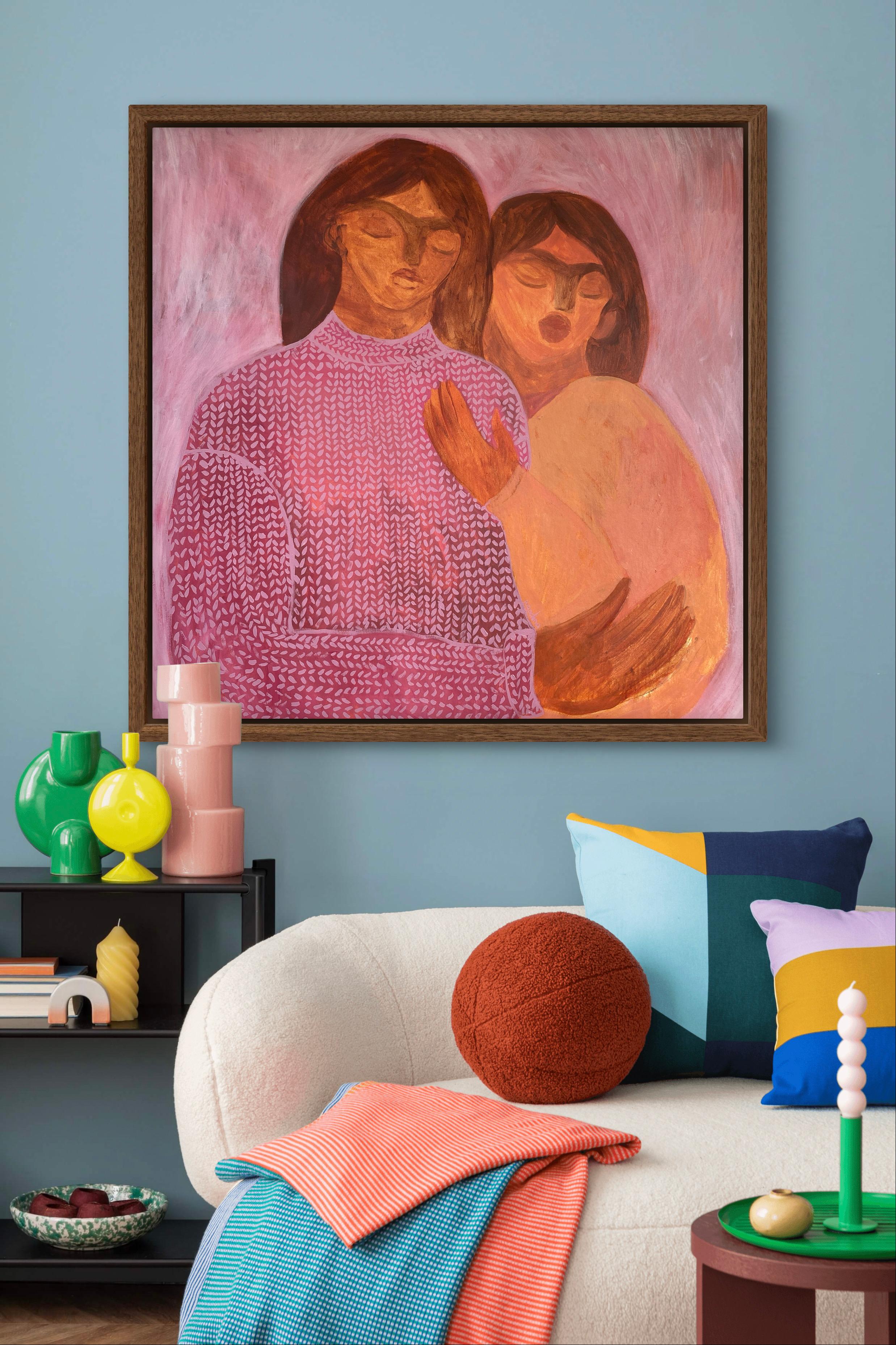 Knitted pink sweater - Impressionist Painting by Dasha Pogodina