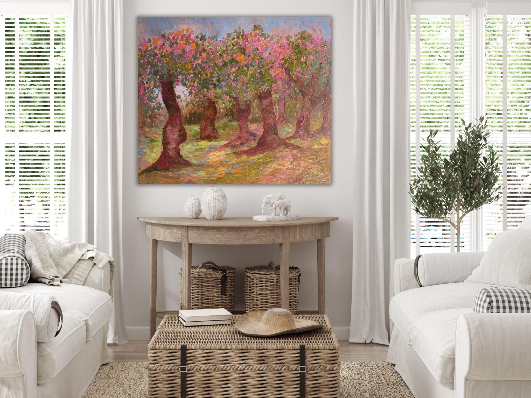 Landscape Painting - APPLES GARDEN, oil on canvas - 40*32 in (100*80cm) For Sale 1