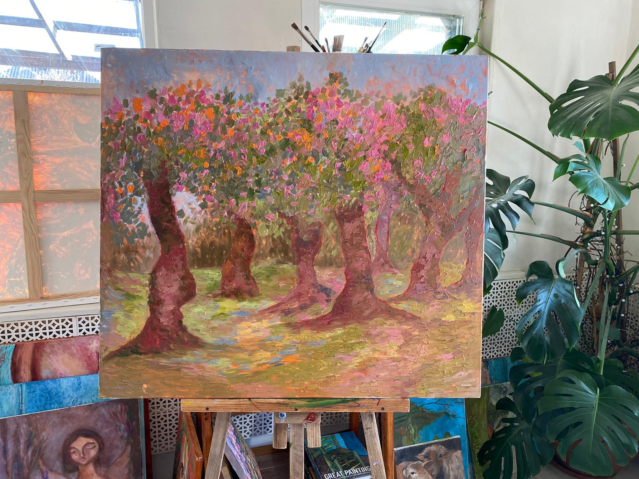Landscape Painting - APPLES GARDEN, oil on canvas - 40*32 in (100*80cm) For Sale 4