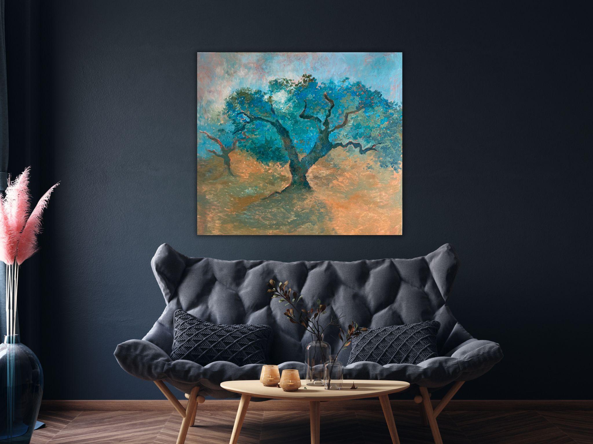 Pintura de Paisaje - RECUERDOS AZULES, óleo sobre lienzo - 40*32 in (100*80cm) - Painting de Dasha Pogodina