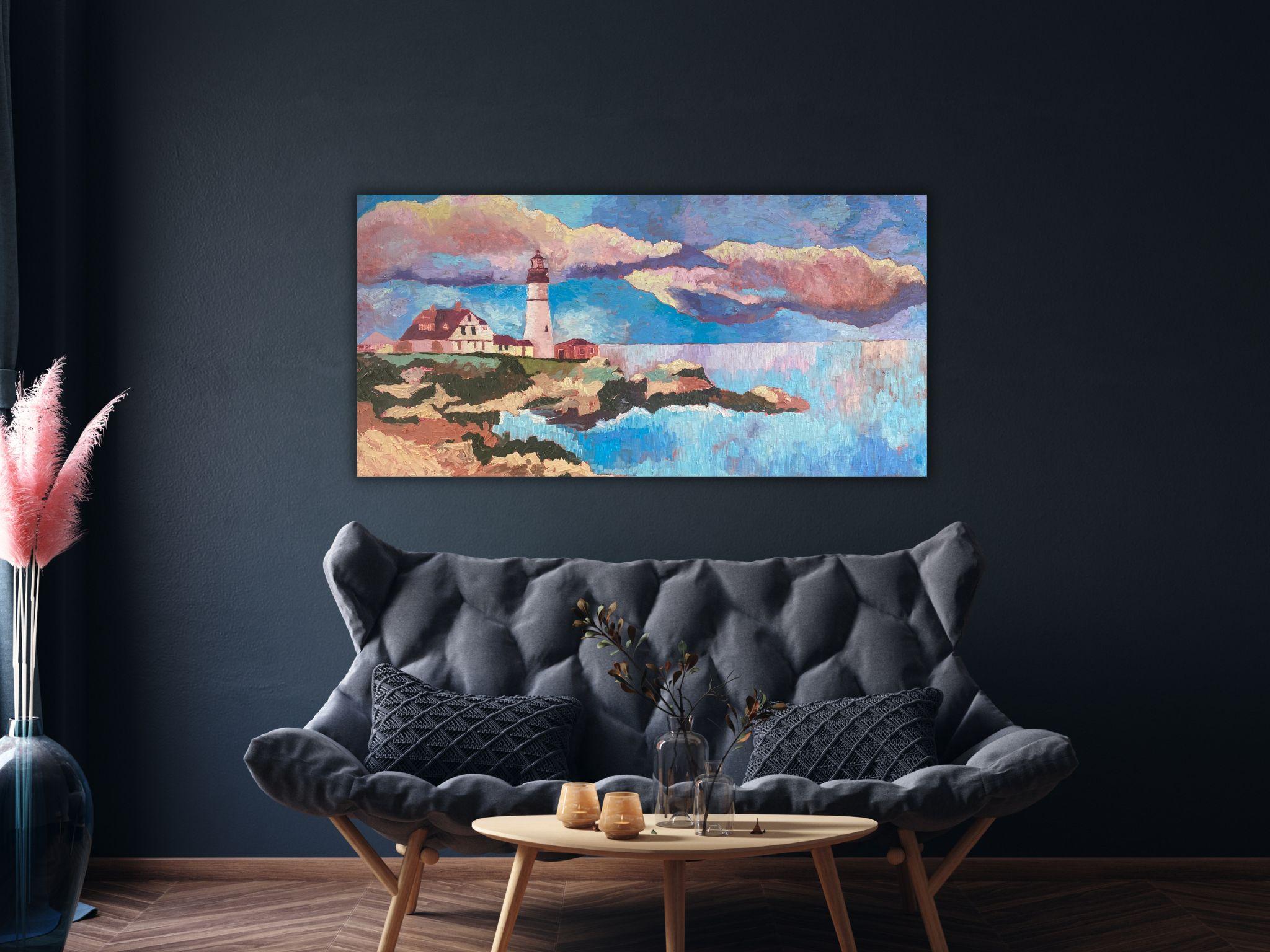 Peinture de paysage Impasto moderne, toile, huile  - 40x20in (100*50cm) - Painting de Dasha Pogodina