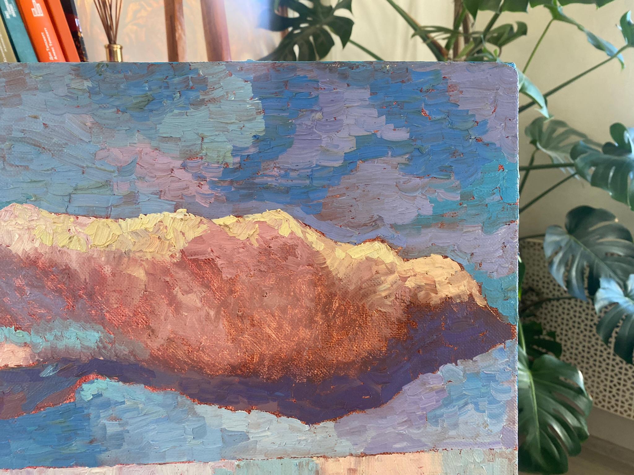 Peinture de paysage Impasto moderne, toile, huile  - 40x20in (100*50cm) en vente 5