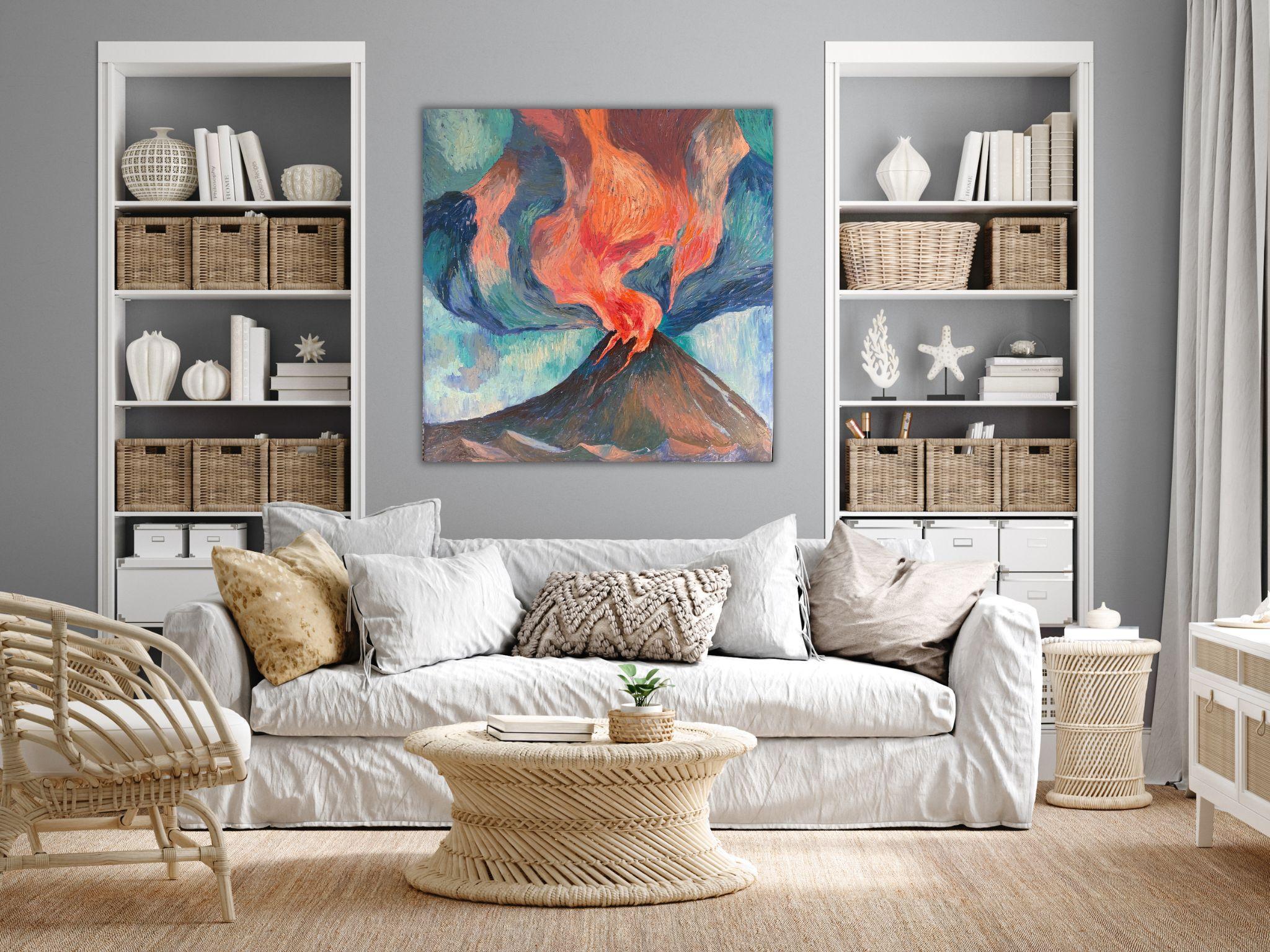 Landscape Painting, Impasto Modern Art, canvas, oil - ORGASM - 35x35in (90*90cm) For Sale 8