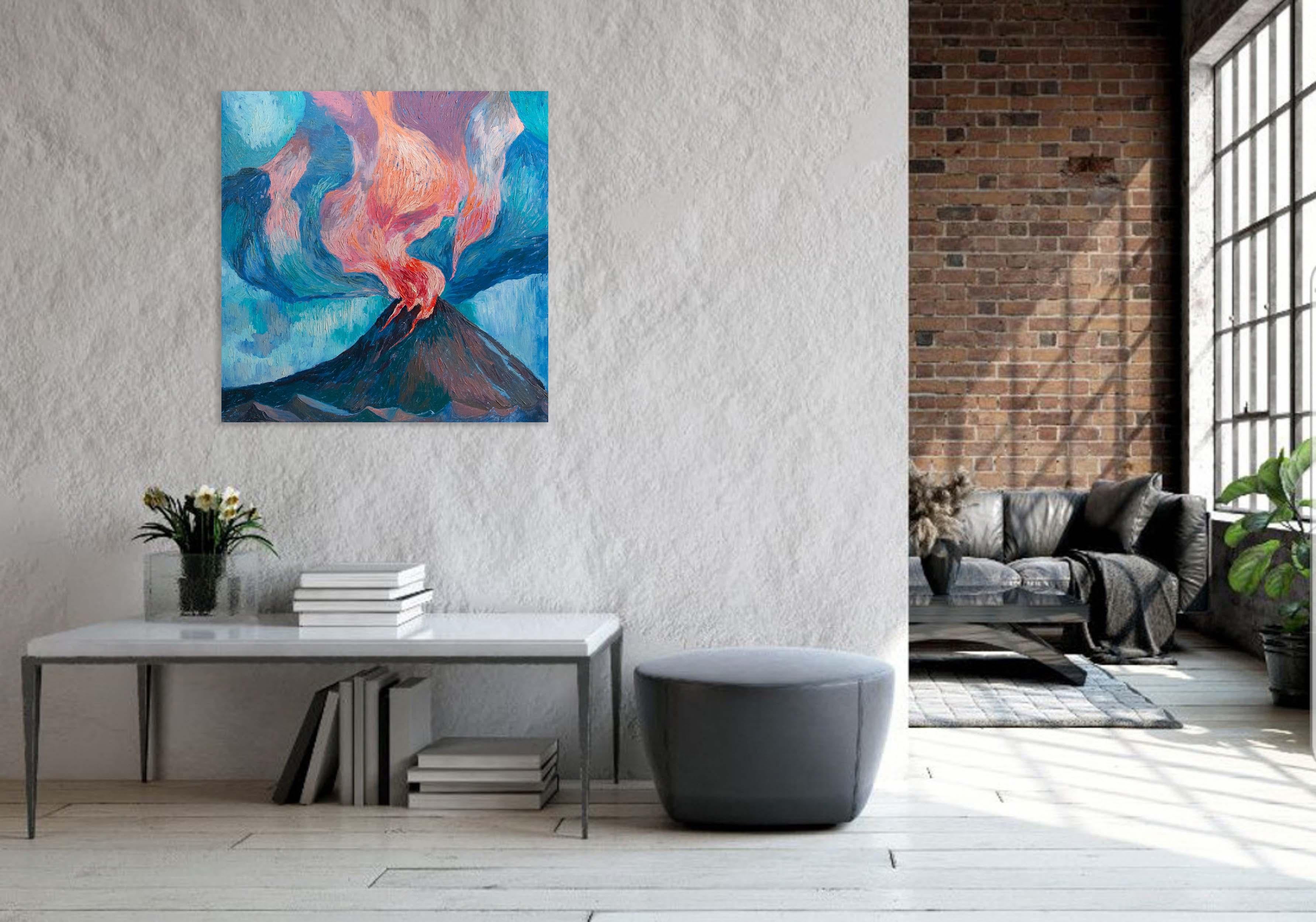 Landscape Painting, Impasto Modern Art, canvas, oil - ORGASM - 35x35in (90*90cm) For Sale 10