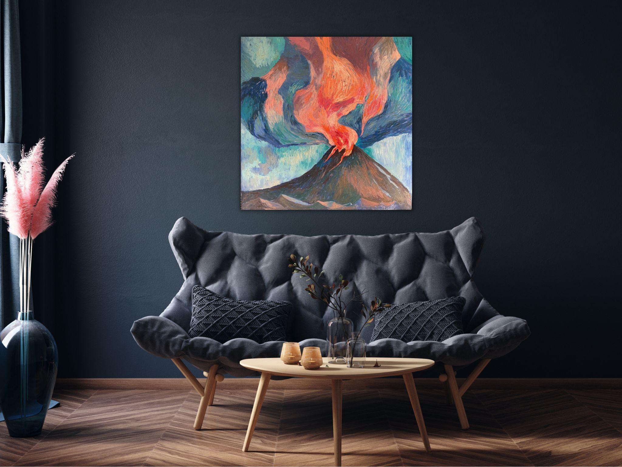 Landscape Painting, Impasto Modern Art, canvas, oil - ORGASM - 35x35in (90*90cm) For Sale 11