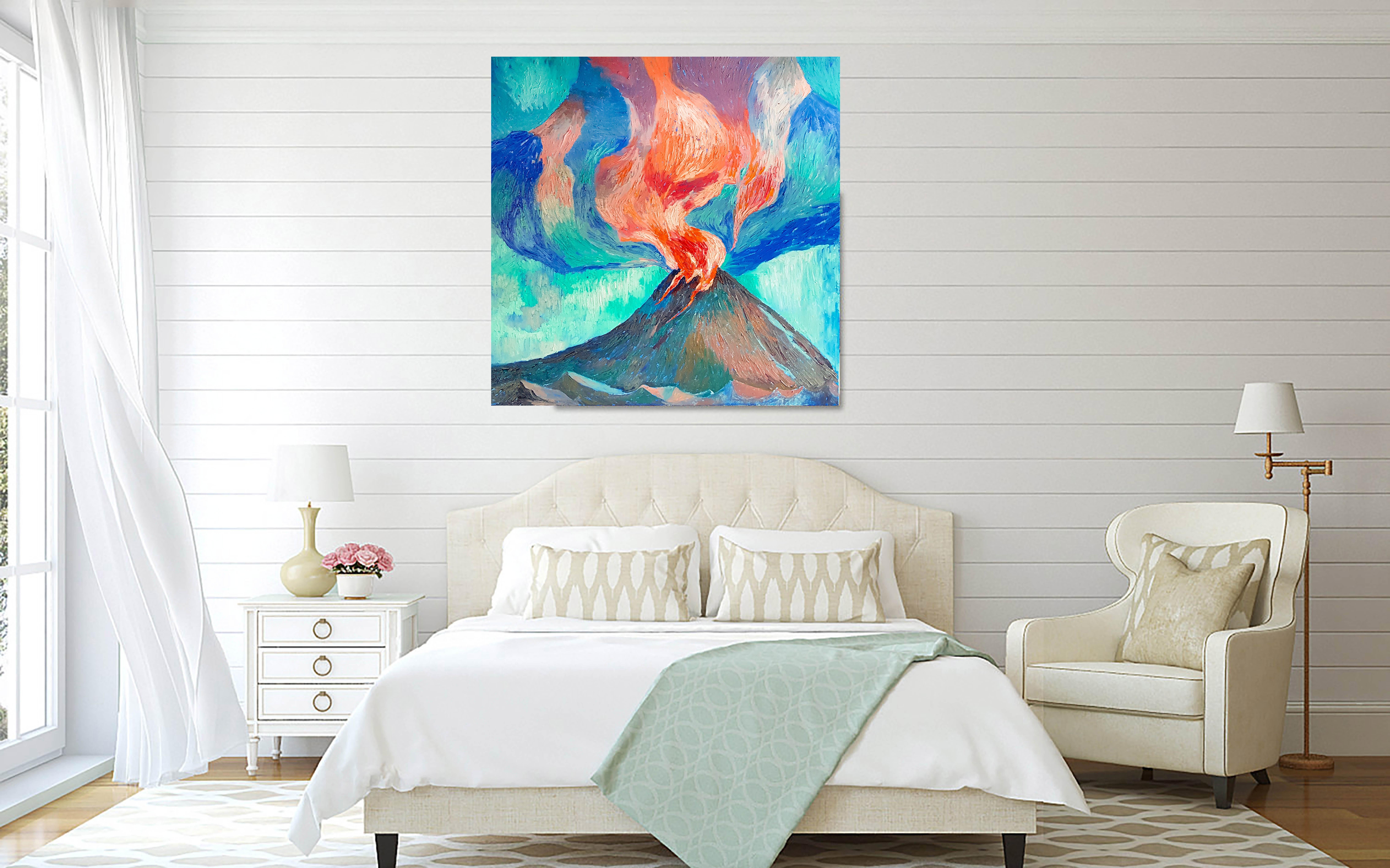 Peinture de paysage, art moderne impasto, toile, huile - ORgasM - 35 x 35 pouces (90*90 cm) en vente 4