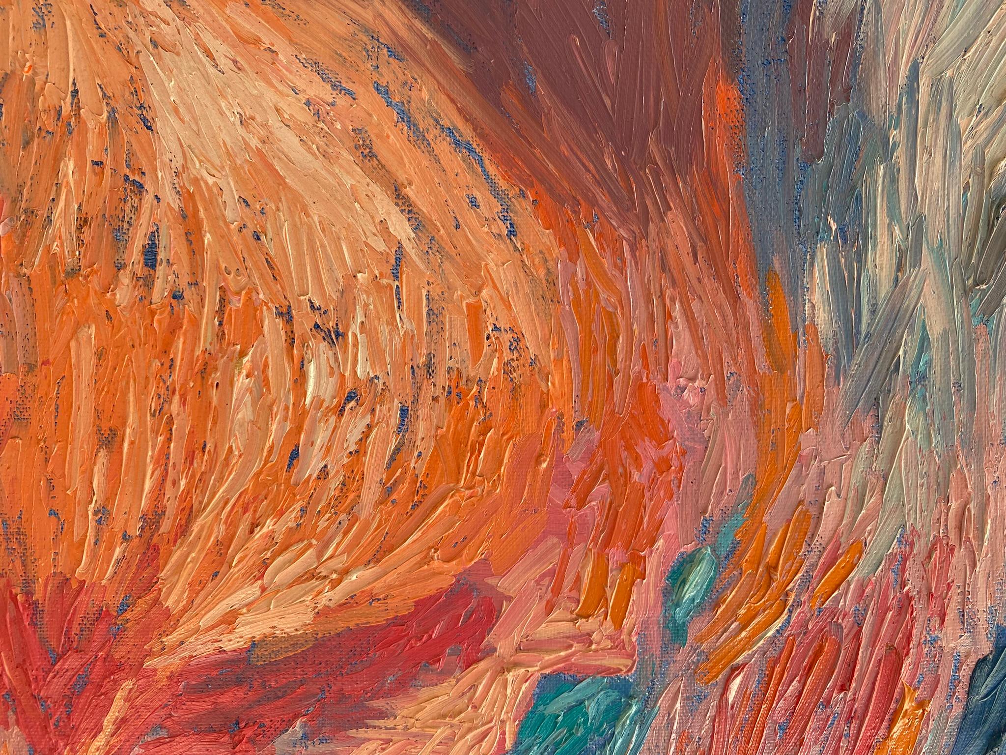 Peinture de paysage, art moderne impasto, toile, huile - ORgasM - 35 x 35 pouces (90*90 cm) - Impressionnisme Painting par Dasha Pogodina