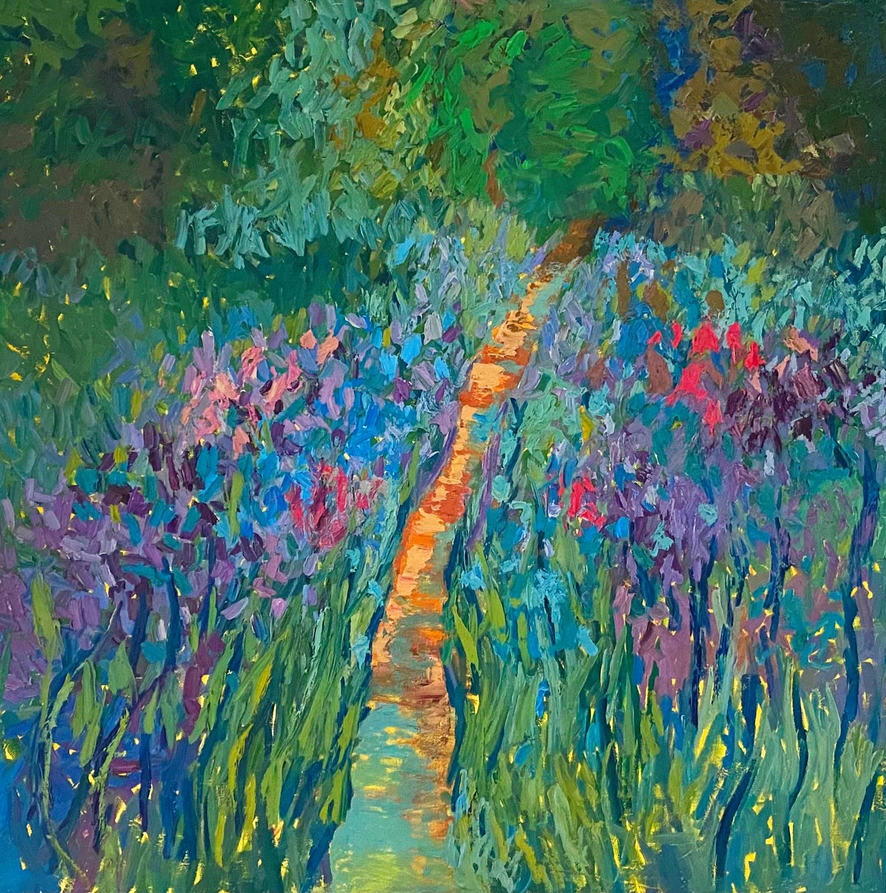 Peinture de paysage Impasto Modern Art, toile, huile - Pleasure Garden - 35x35 pouces