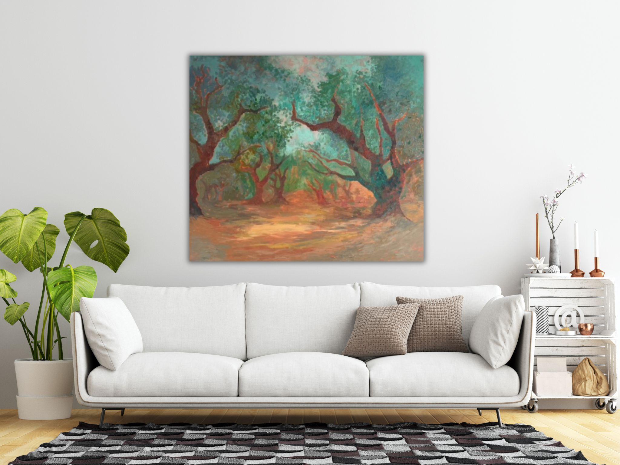 Landscape Painting - SECRET GARDEN, oil on canvas - 40*32 in (100*80cm) For Sale 10
