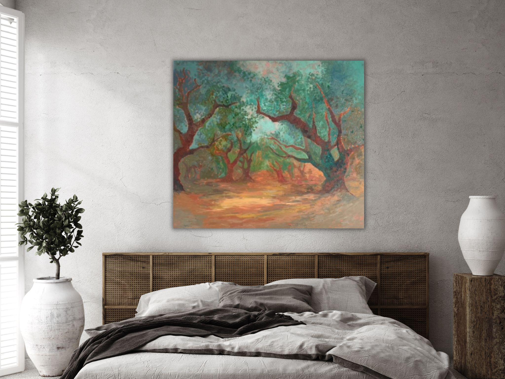 Landscape Painting - SECRET GARDEN, oil on canvas - 40*32 in (100*80cm) For Sale 11