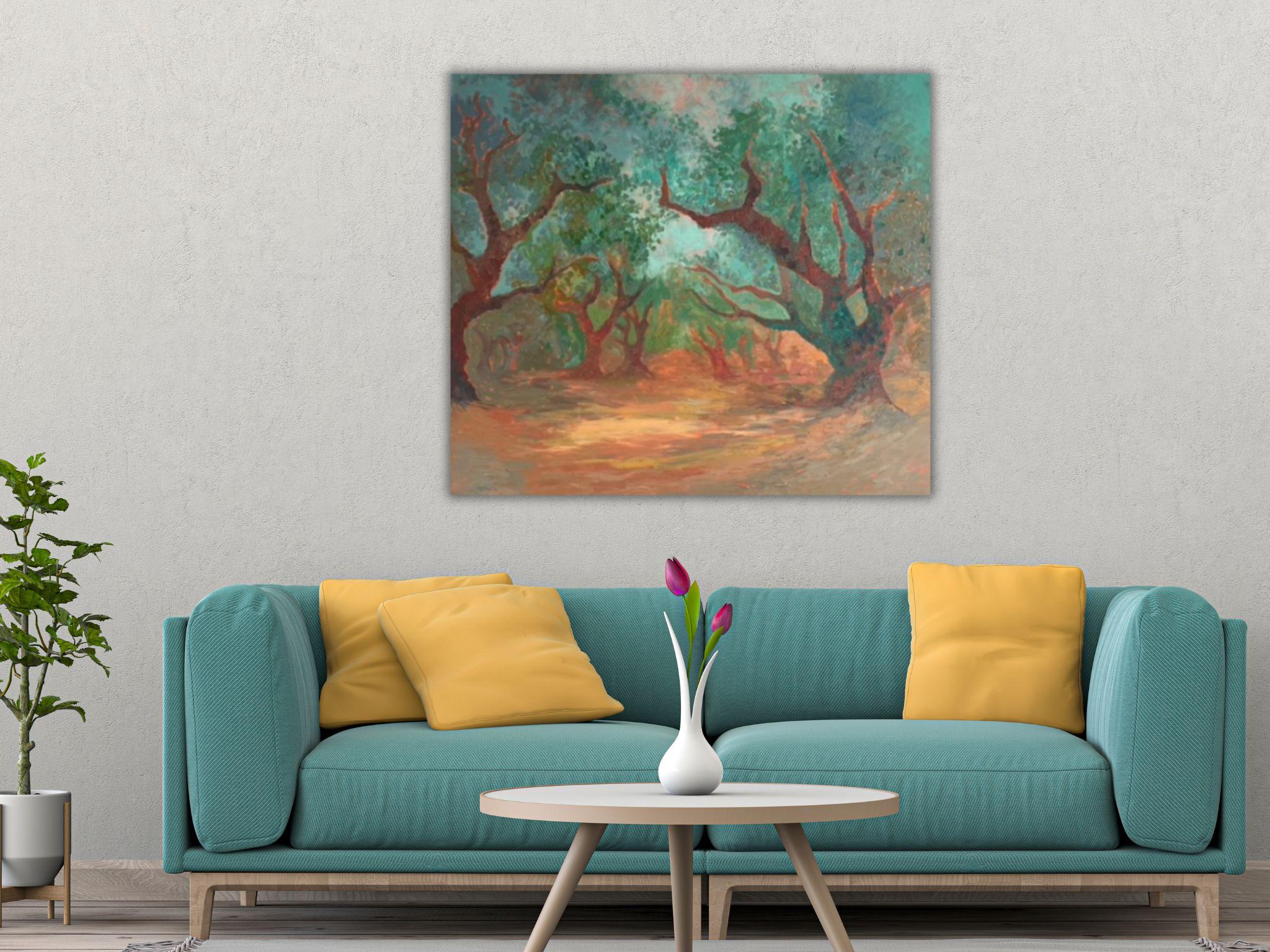 Landscape Painting - SECRET GARDEN, oil on canvas - 40*32 in (100*80cm) For Sale 13