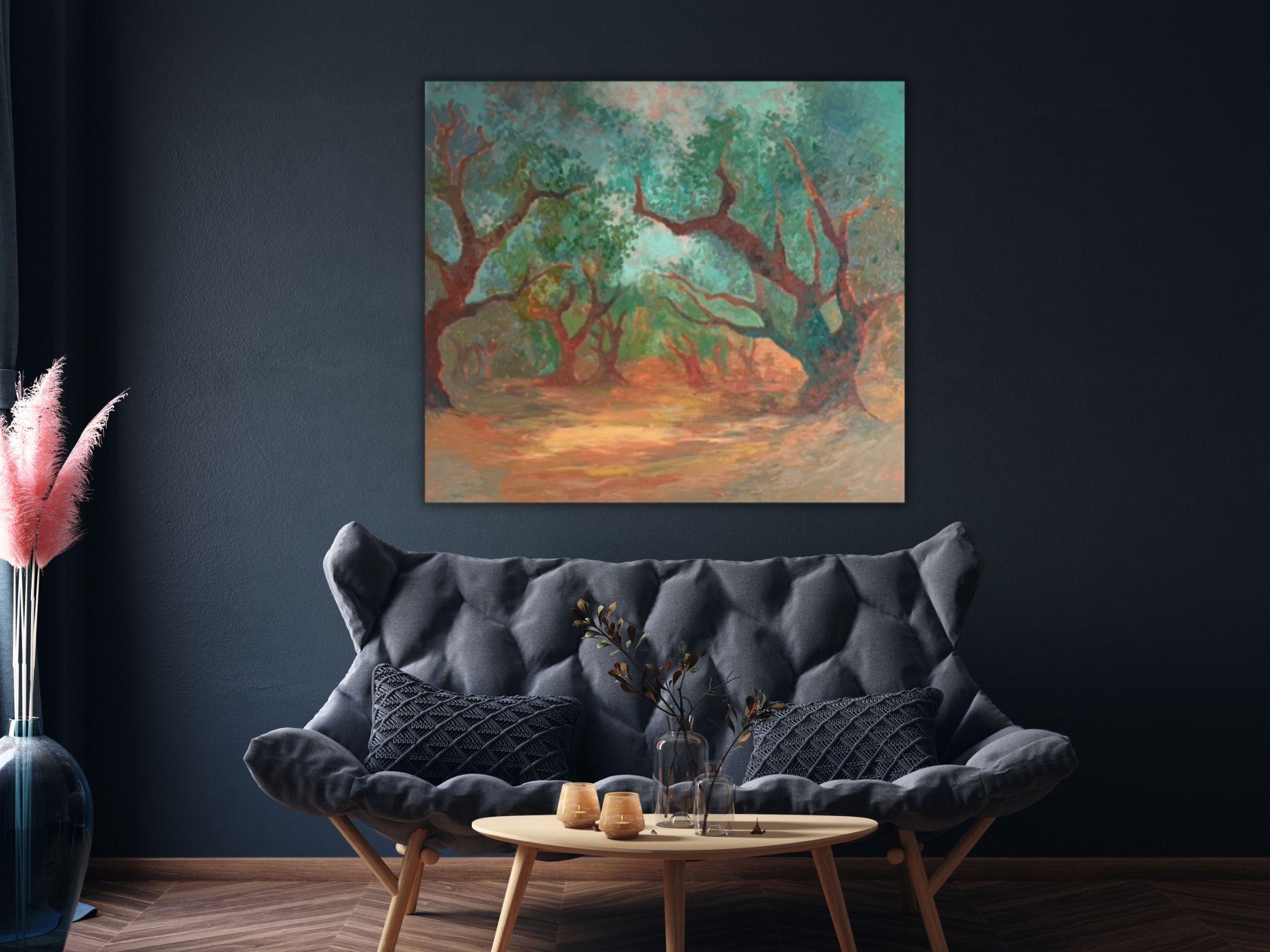 Landschaftsgemälde - SECRET GARDEN, Öl auf Leinwand - 40*32 in (100*80cm) – Painting von Dasha Pogodina