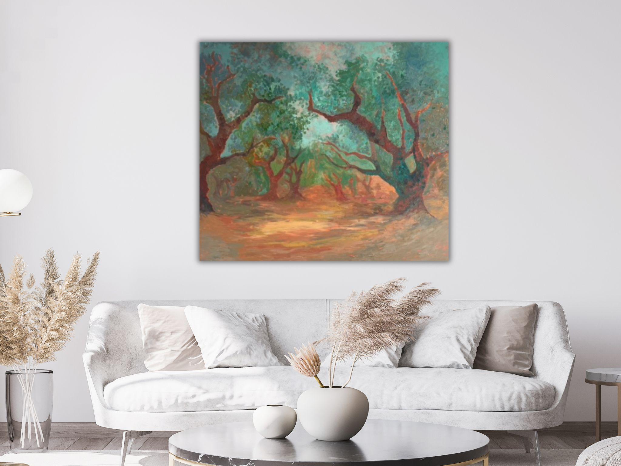 Landschaftsgemälde - SECRET GARDEN, Öl auf Leinwand - 40*32 in (100*80cm) (Impressionismus), Painting, von Dasha Pogodina