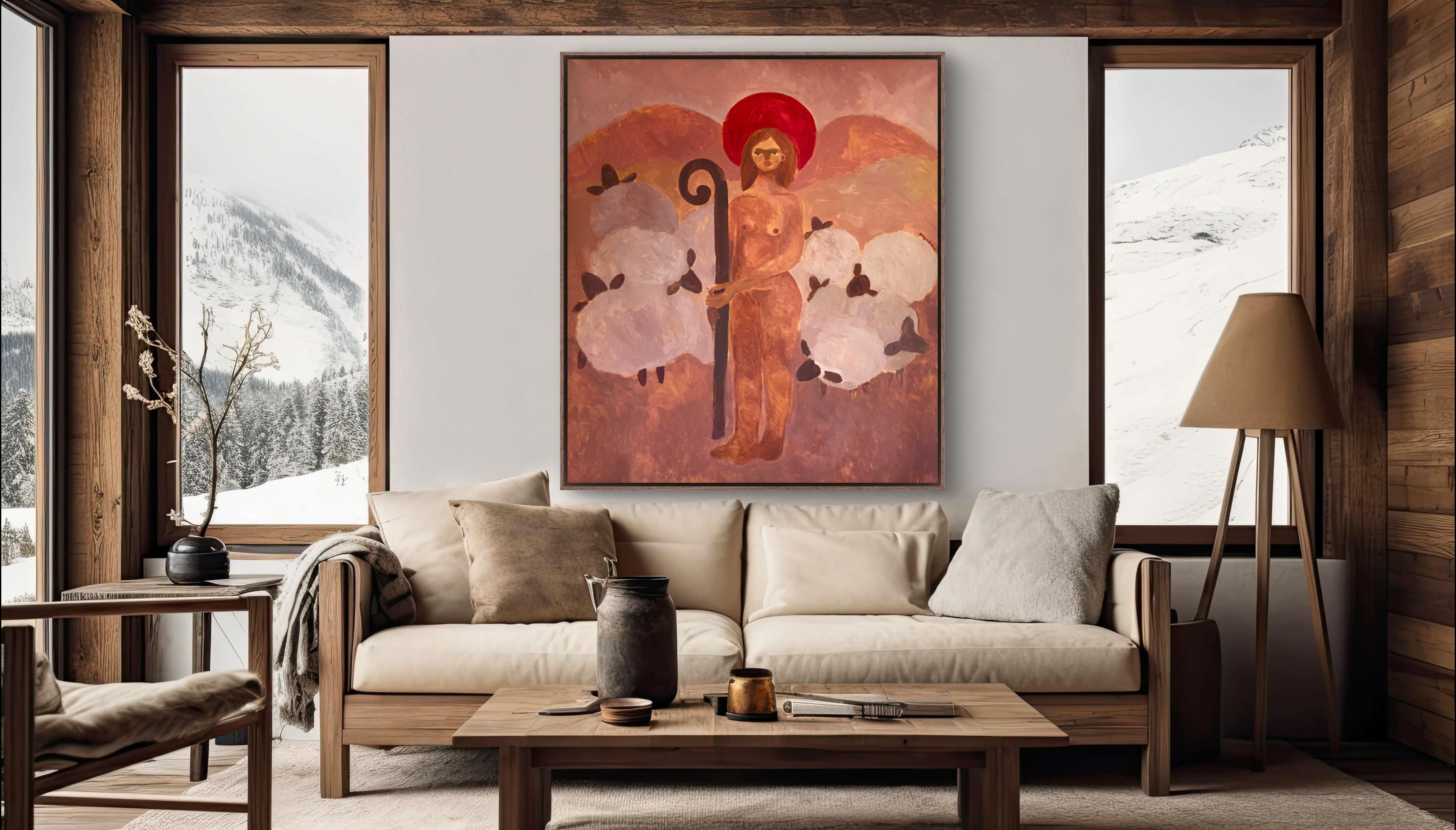 Lord is my shepherd - Pink Interior Painting by Dasha Pogodina